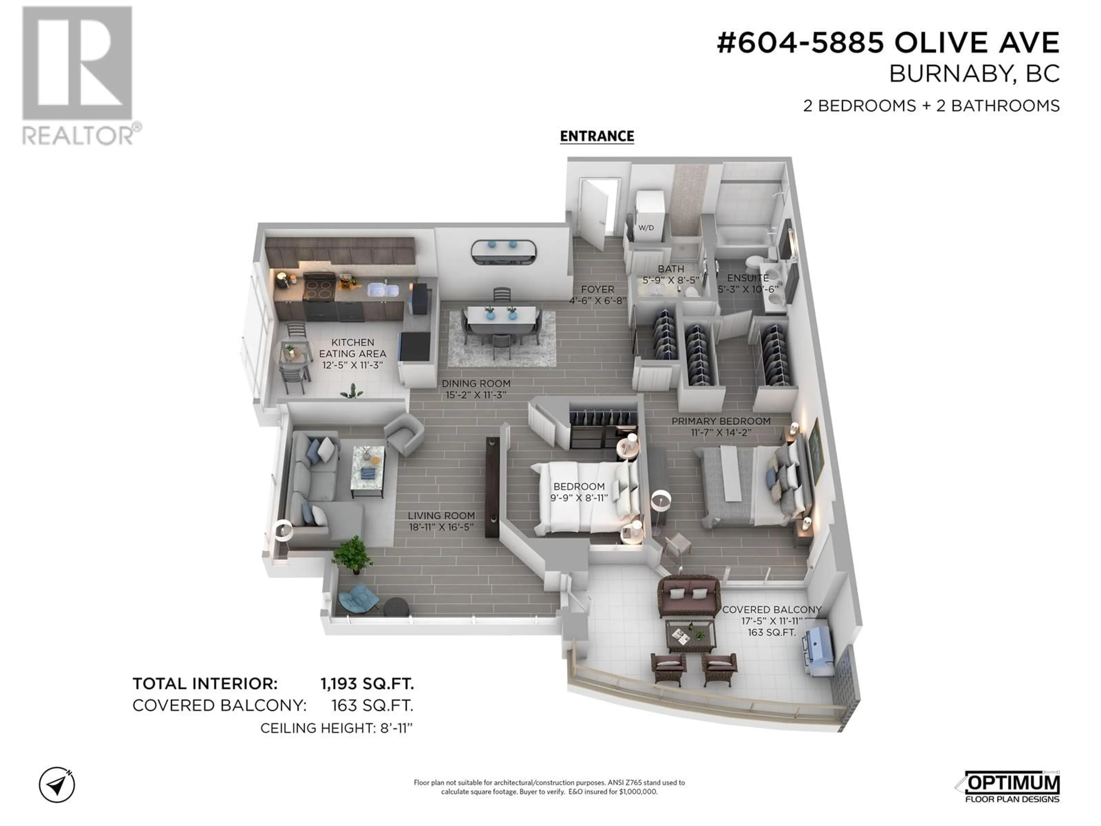 Floor plan for 604 5885 OLIVE AVENUE, Burnaby British Columbia V5H4N8