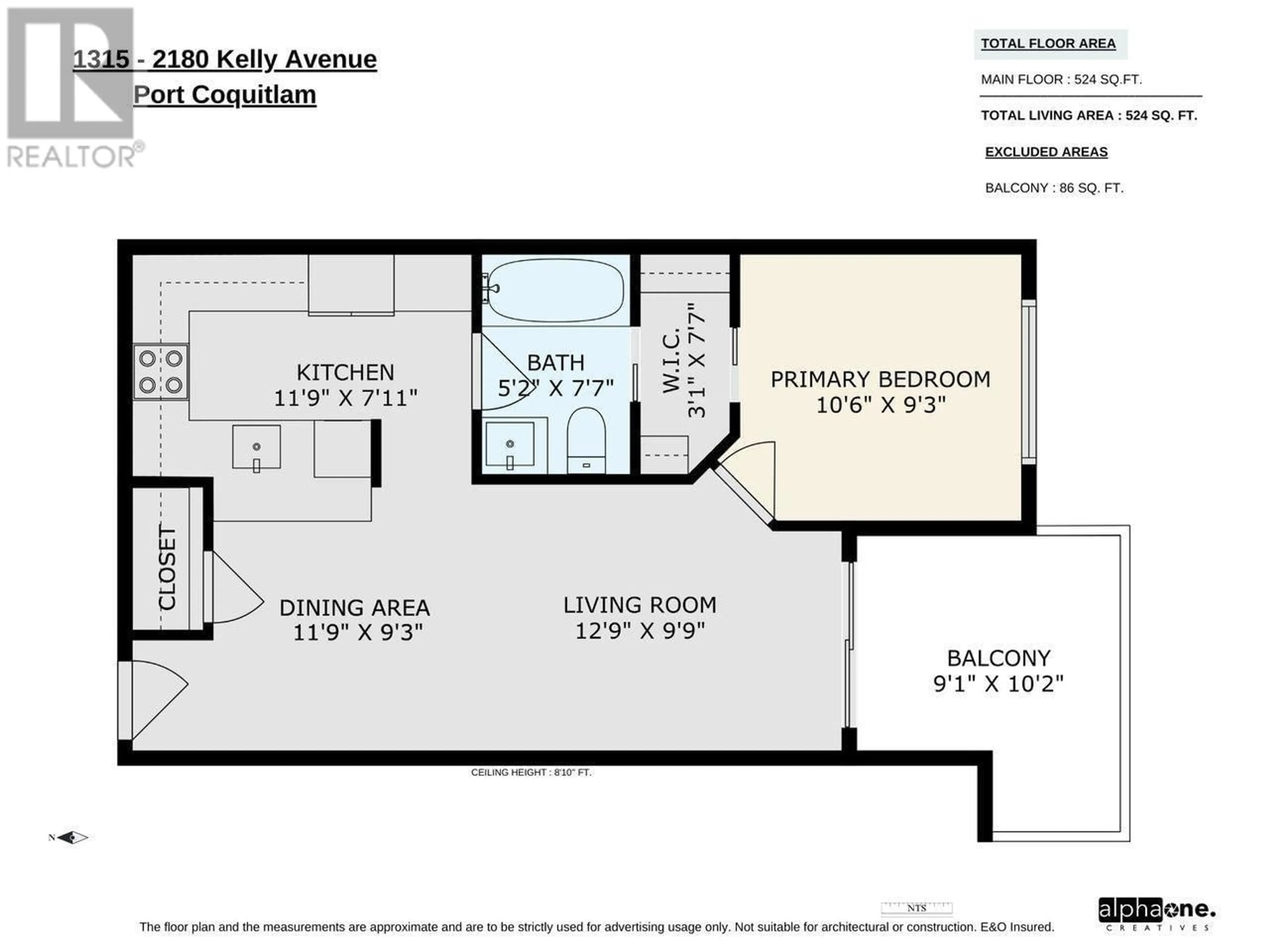 Floor plan for 1315 - 2180 KELLY AVENUE, Port Coquitlam British Columbia V3C0L1