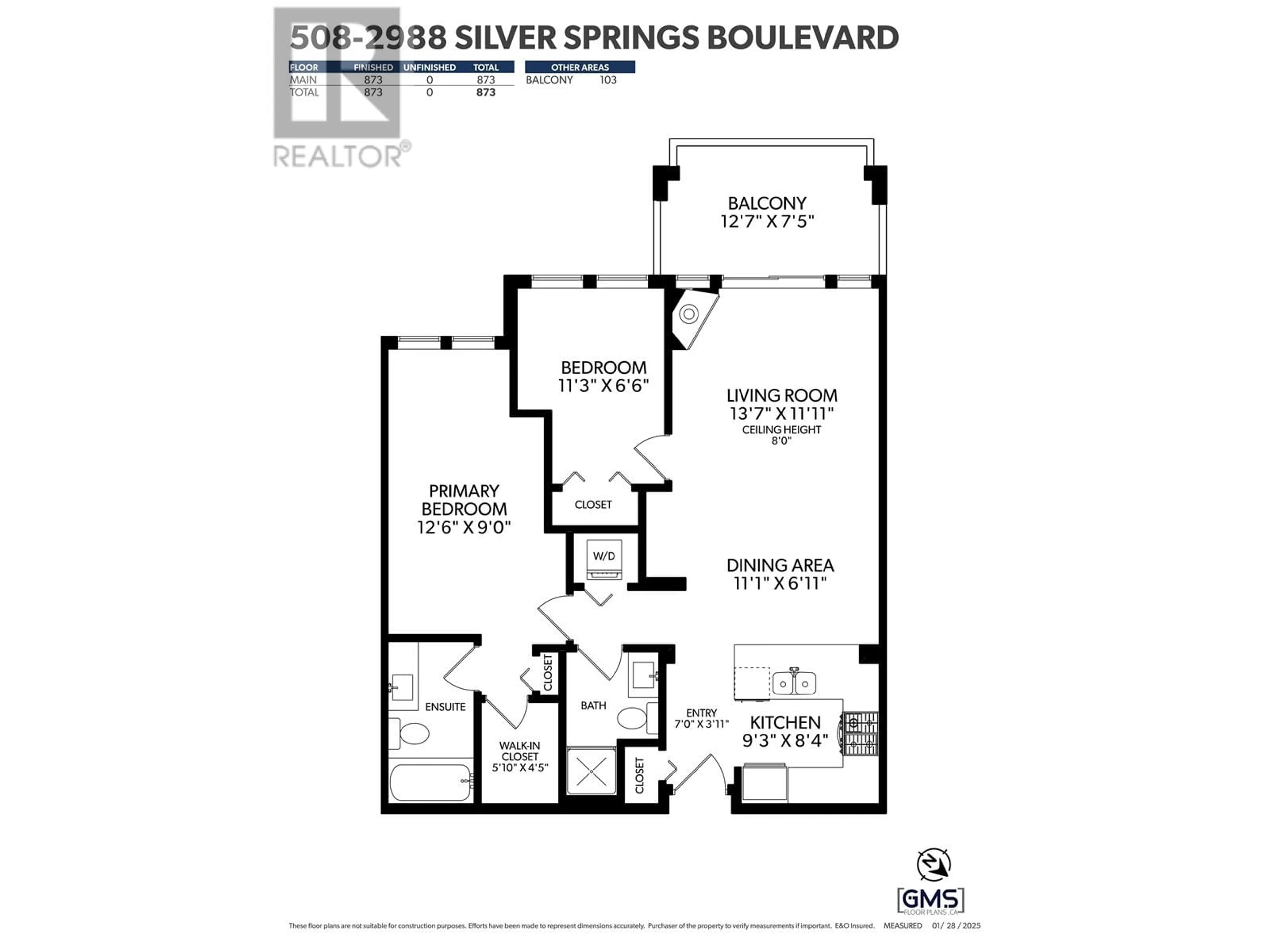 Floor plan for 508 2988 SILVER SPRINGS BOULEVARD, Coquitlam British Columbia V3E3R6