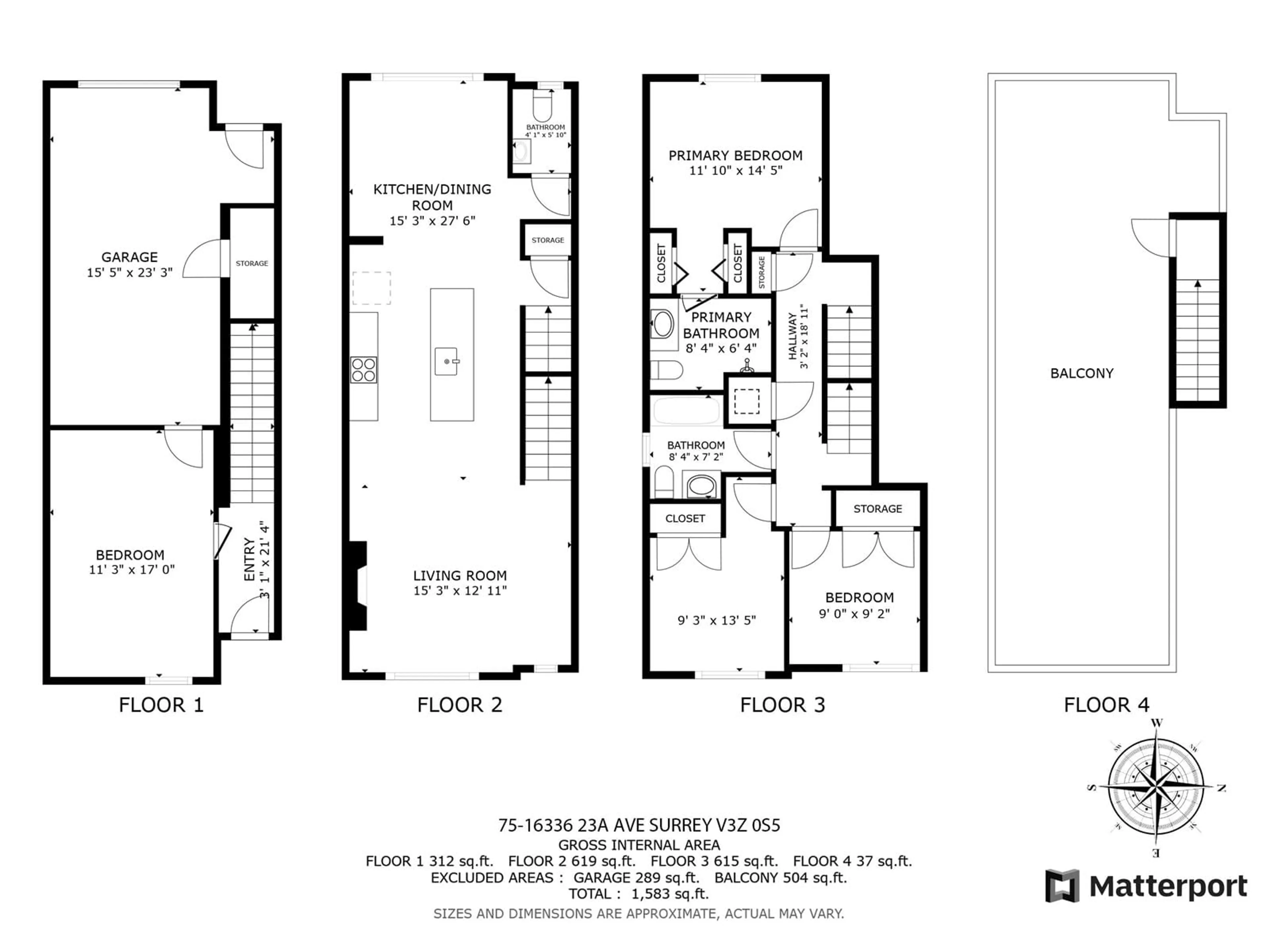 Floor plan for 75 - 16336 23A, Surrey British Columbia V3Z0S5
