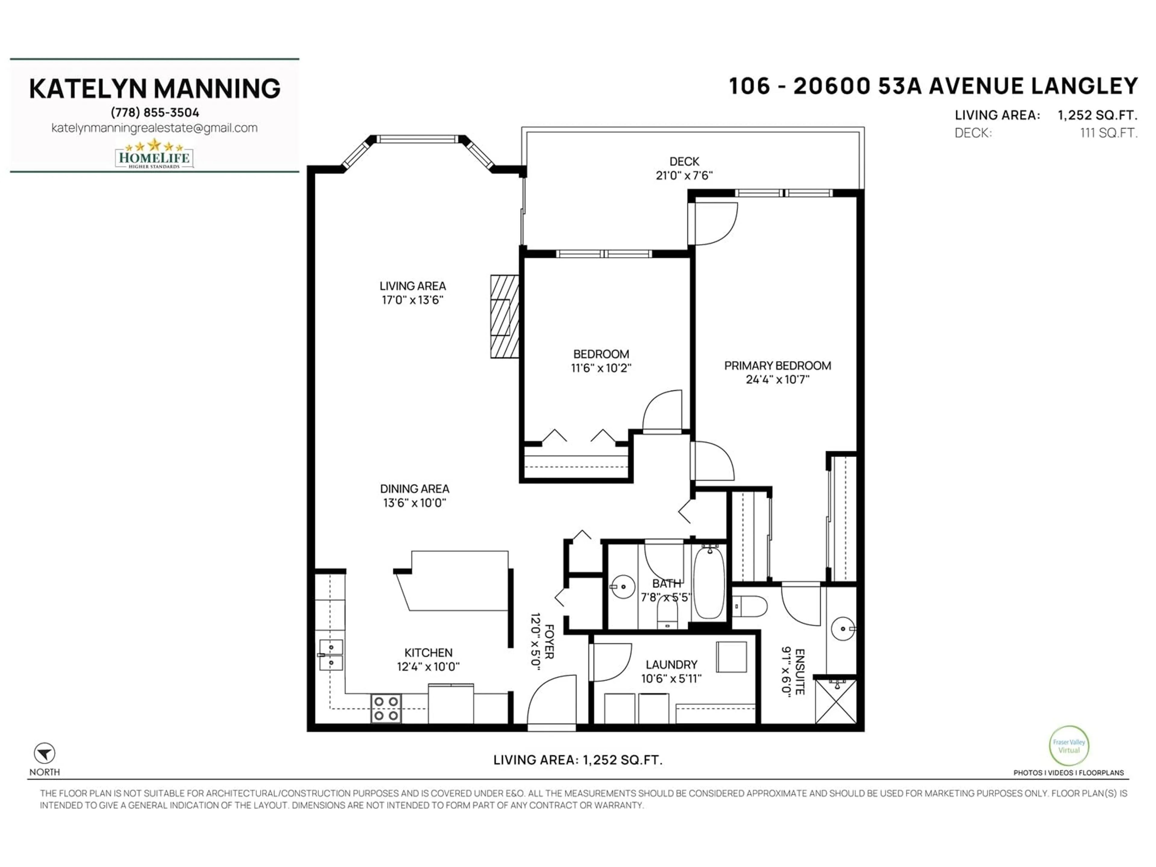 Floor plan for 106 20600 53A AVENUE, Langley British Columbia V3A8C2