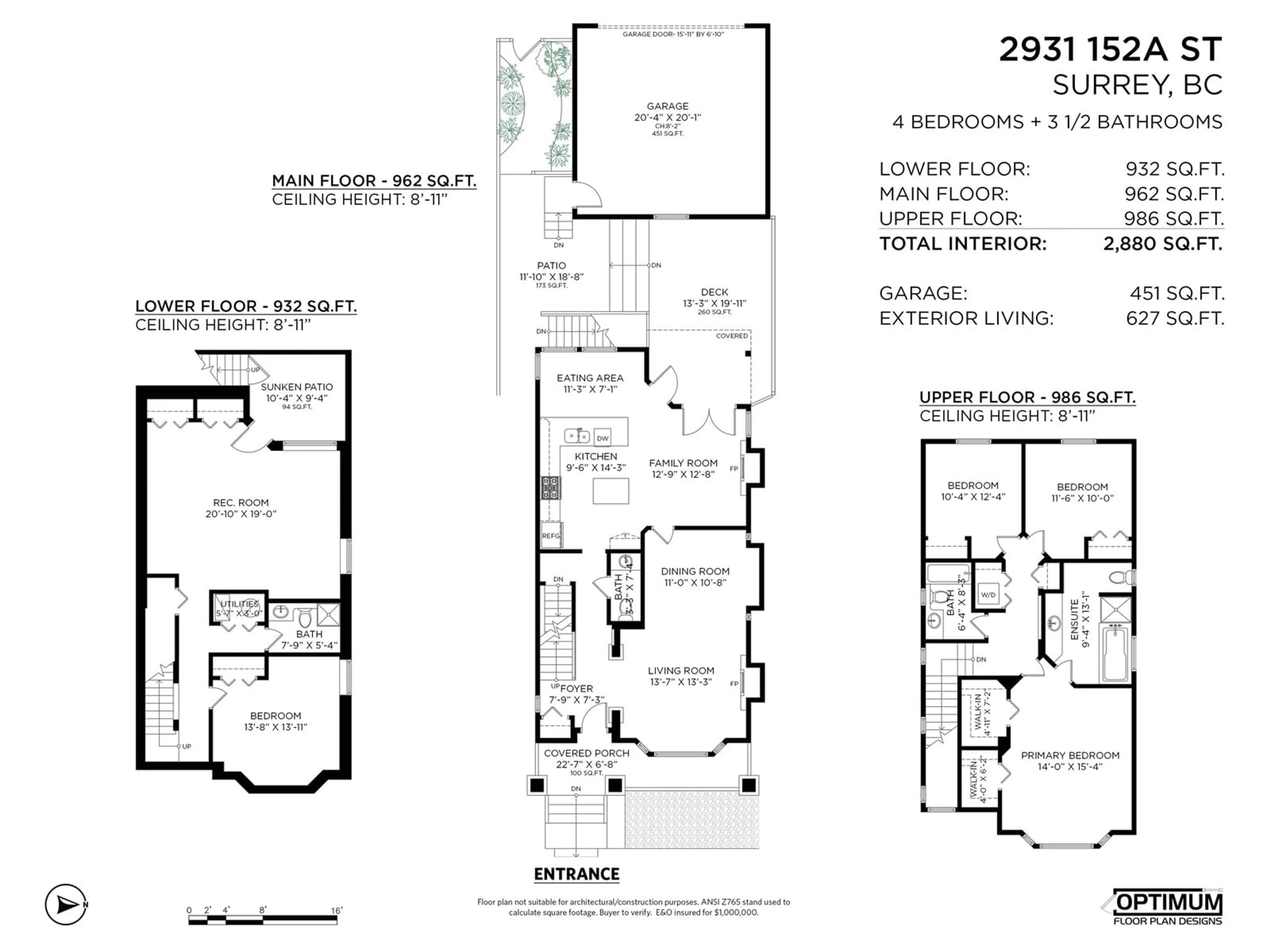 Floor plan for 2931 152A STREET, Surrey British Columbia V4P3K4