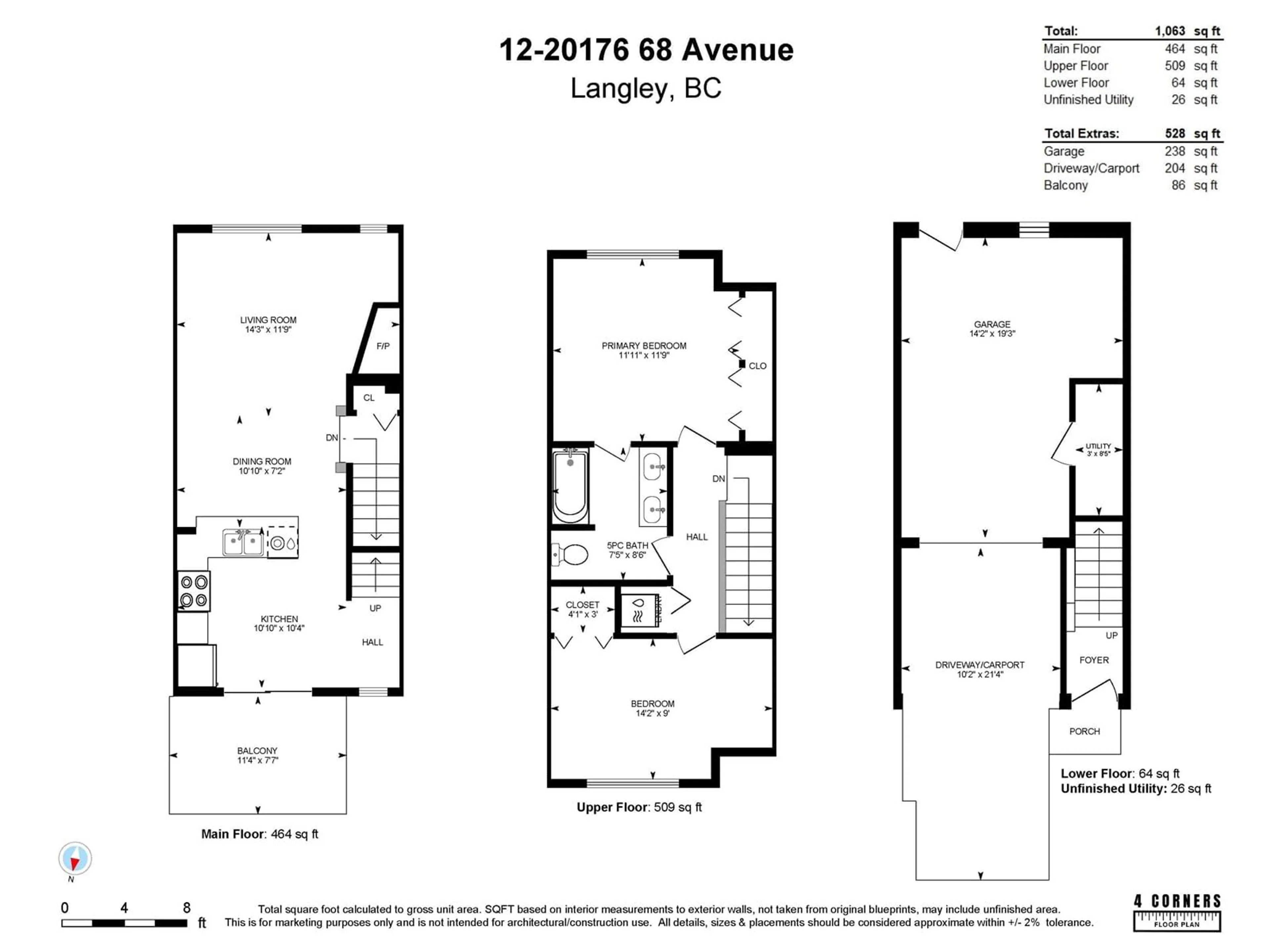 Floor plan for 12 20176 68 AVENUE, Langley British Columbia V2Y2X7