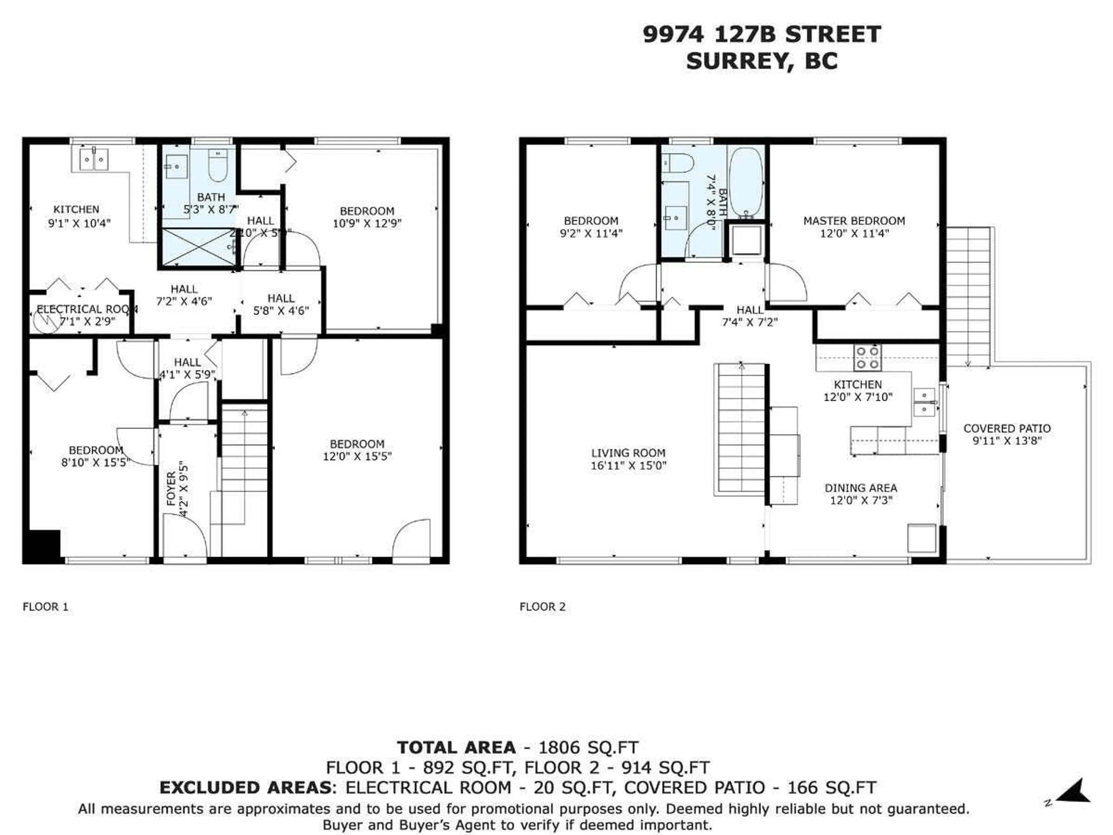 Floor plan for 9974 127B STREET, Surrey British Columbia V3V6T1