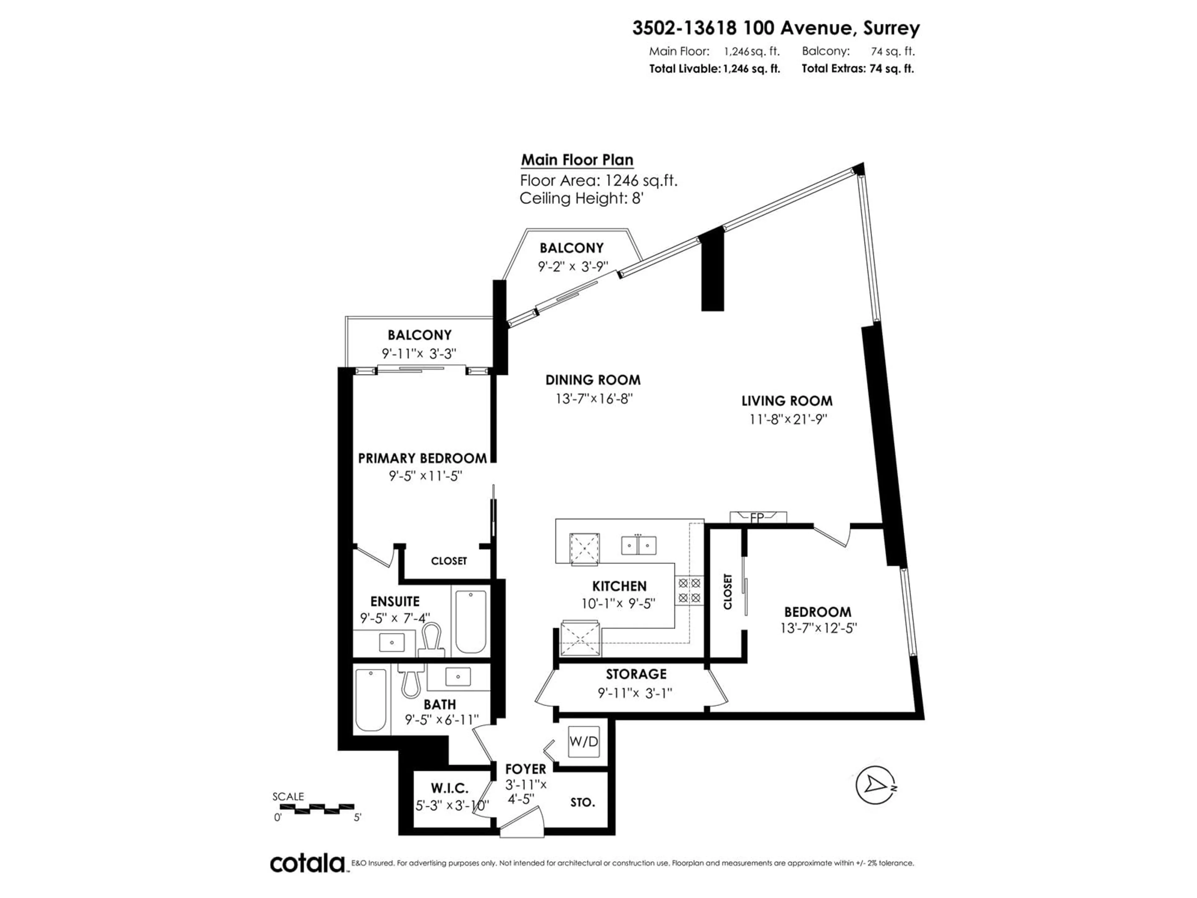 Floor plan for 3502 - 13618 100, Surrey British Columbia V3T0A8