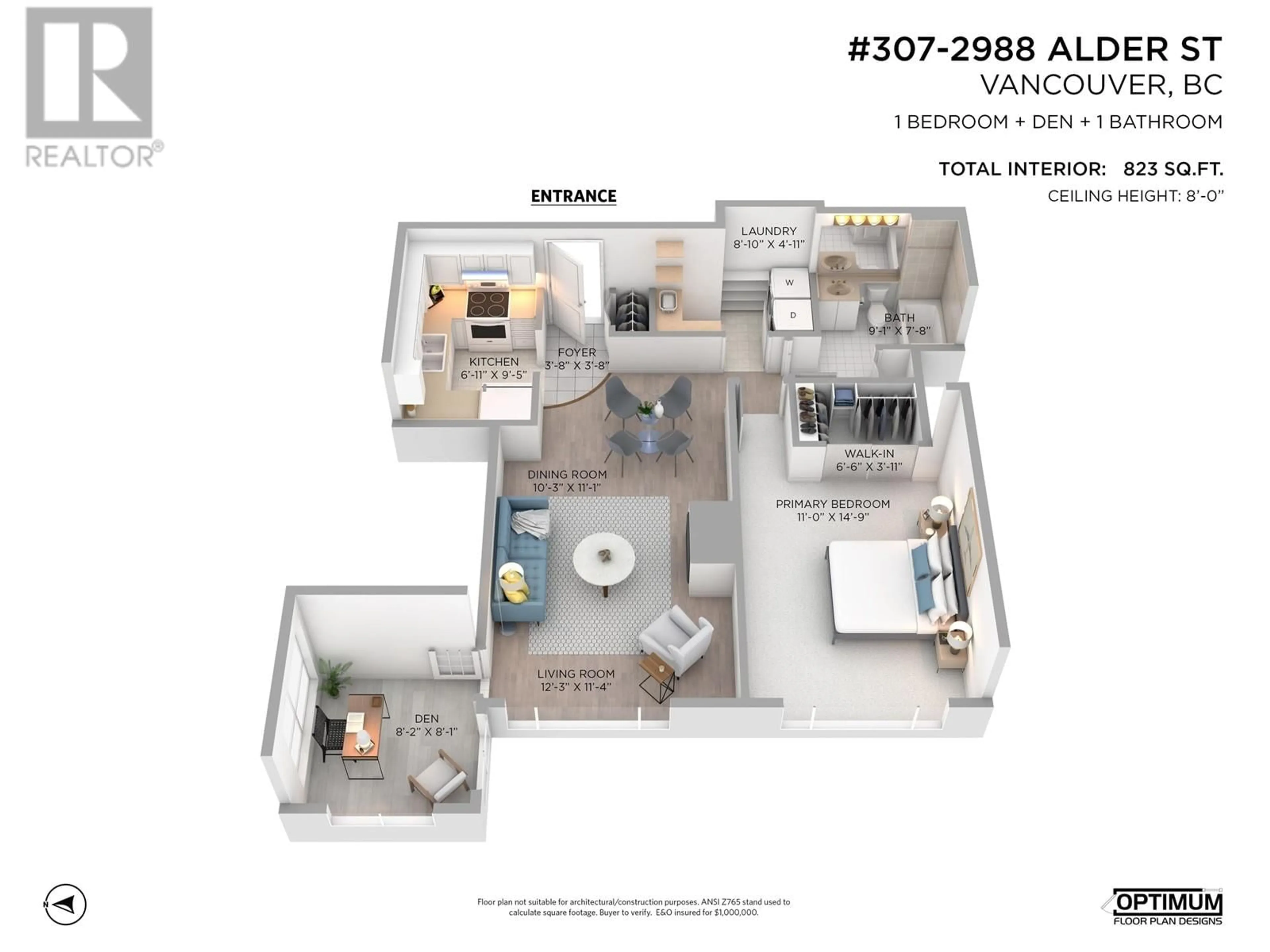 Floor plan for 307 2988 ALDER STREET, Vancouver British Columbia V6H4C3