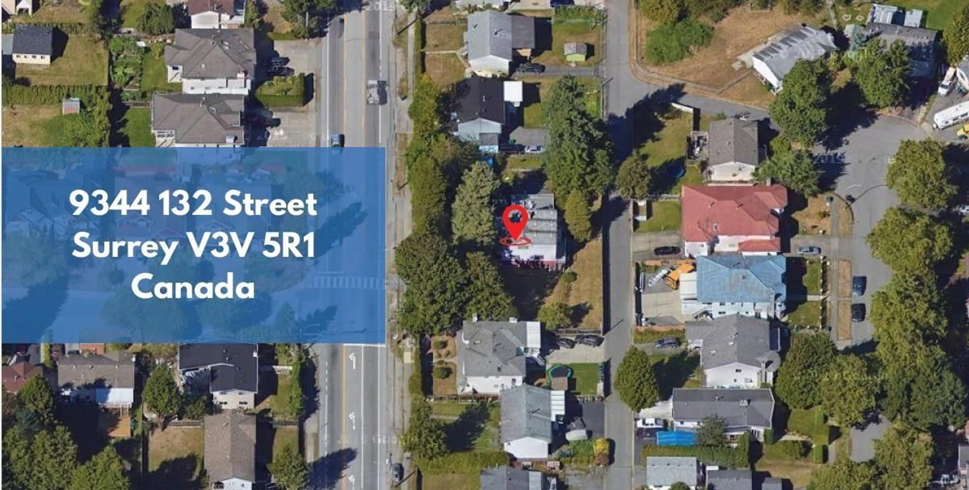 A pic from outside/outdoor area/front of a property/back of a property/a pic from drone, street for 9344 132 STREET, Surrey British Columbia V3V5R1