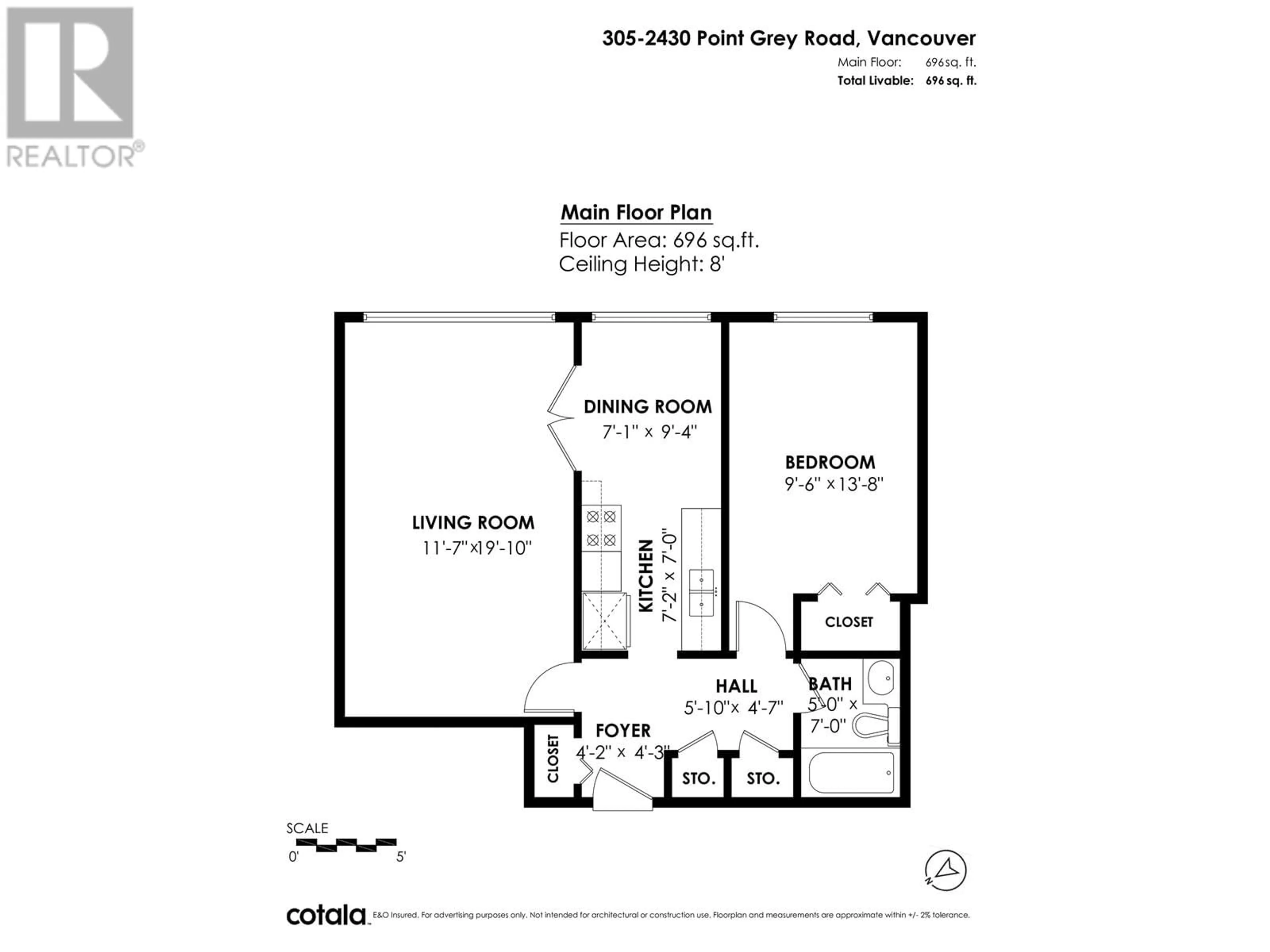 Floor plan for 305 2430 POINT GREY ROAD, Vancouver British Columbia V6K1A2