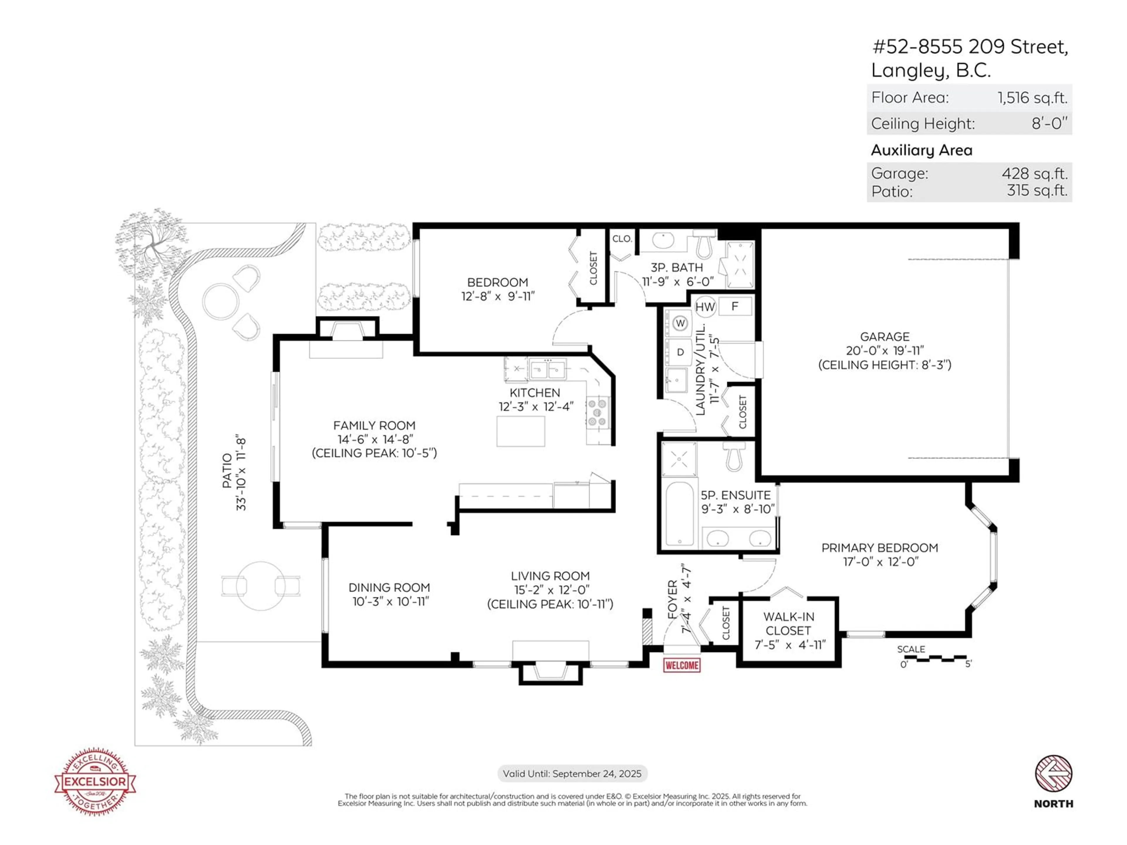 Floor plan for 52 8555 209 STREET, Langley British Columbia V1M3W2