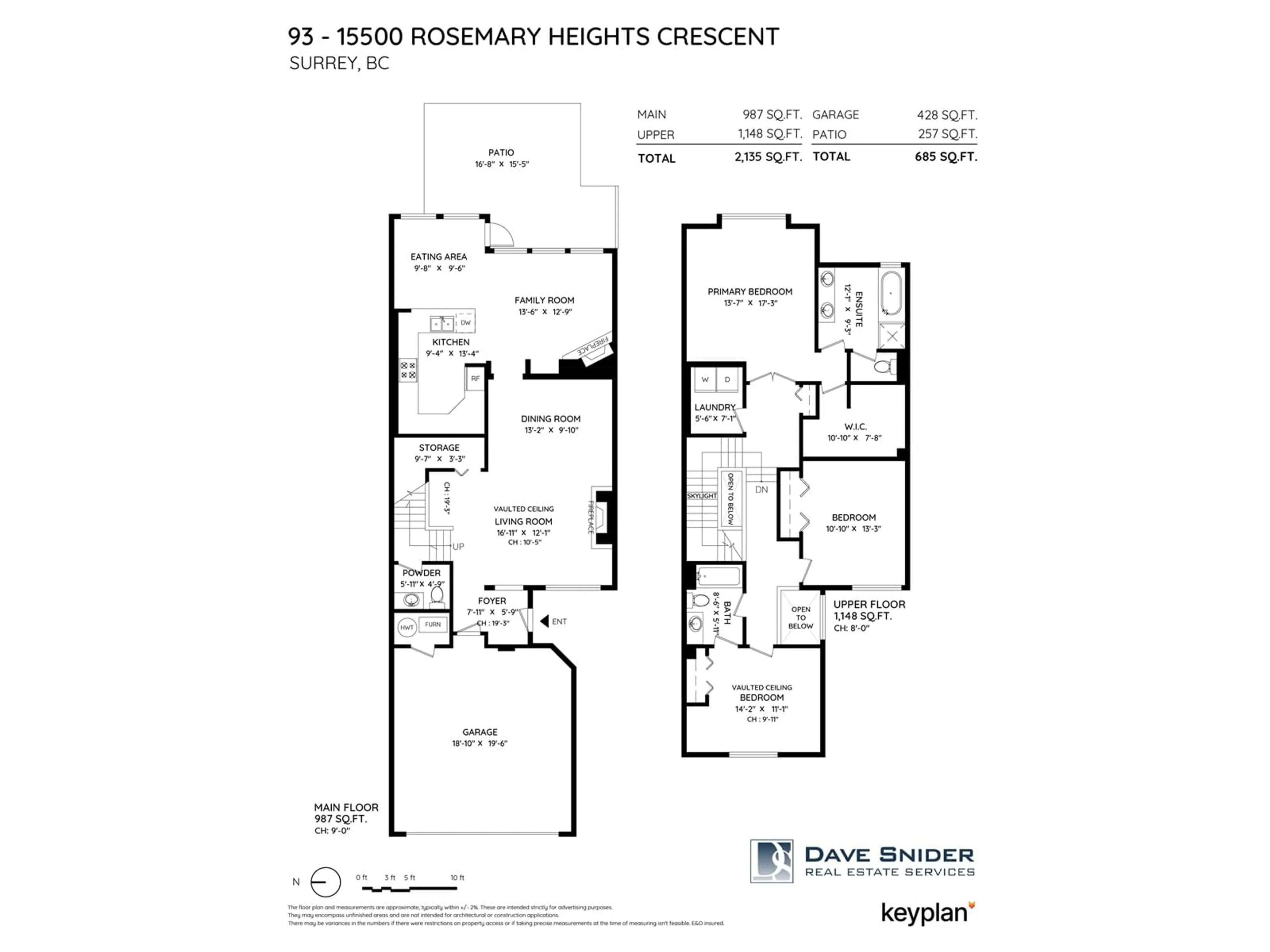 Floor plan for 93 15500 ROSEMARY HEIGHTS CRESCENT, Surrey British Columbia V3Z0K1