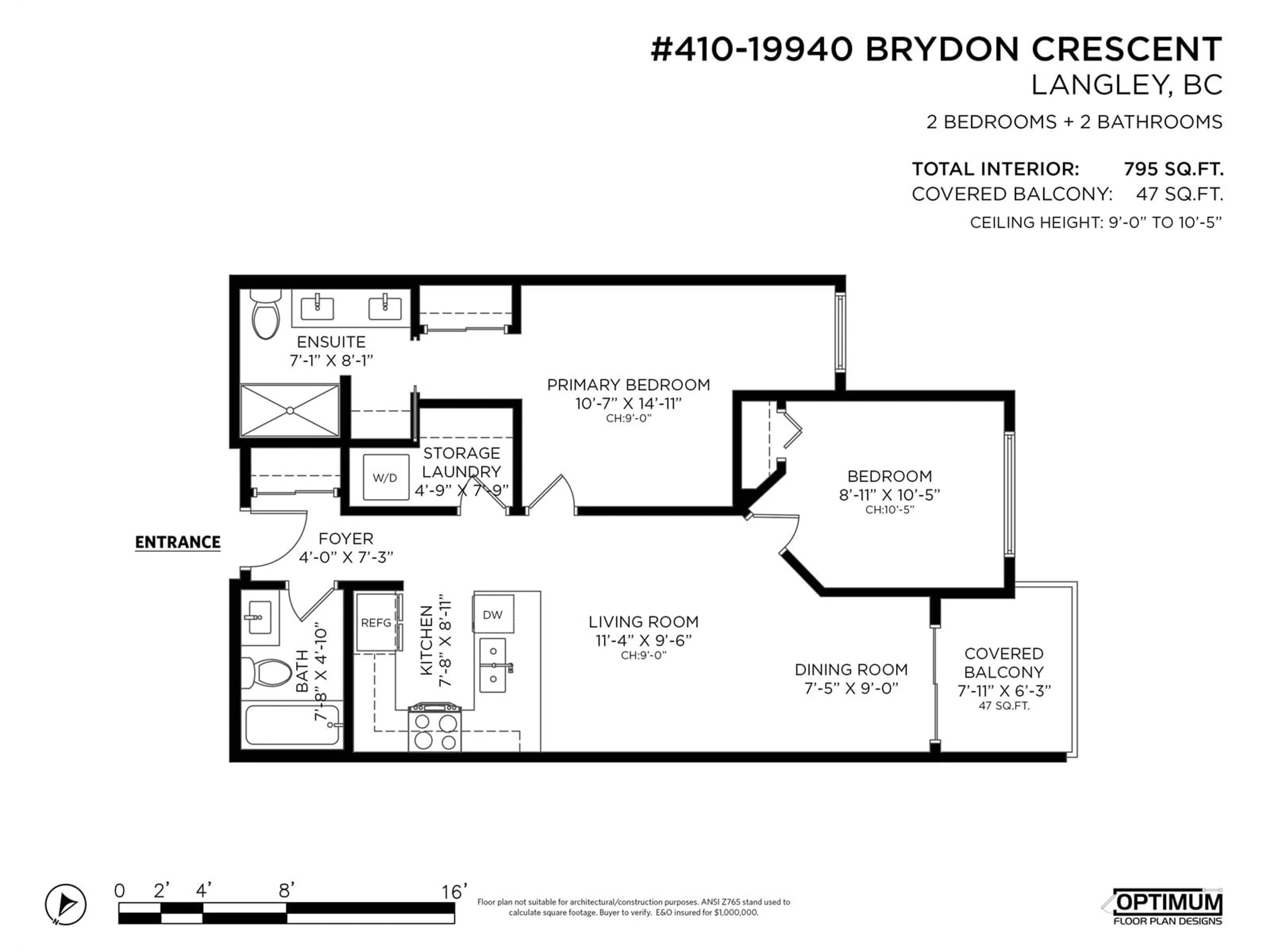 Floor plan for 410 19940 BRYDON CRESCENT, Langley British Columbia V3A0K8