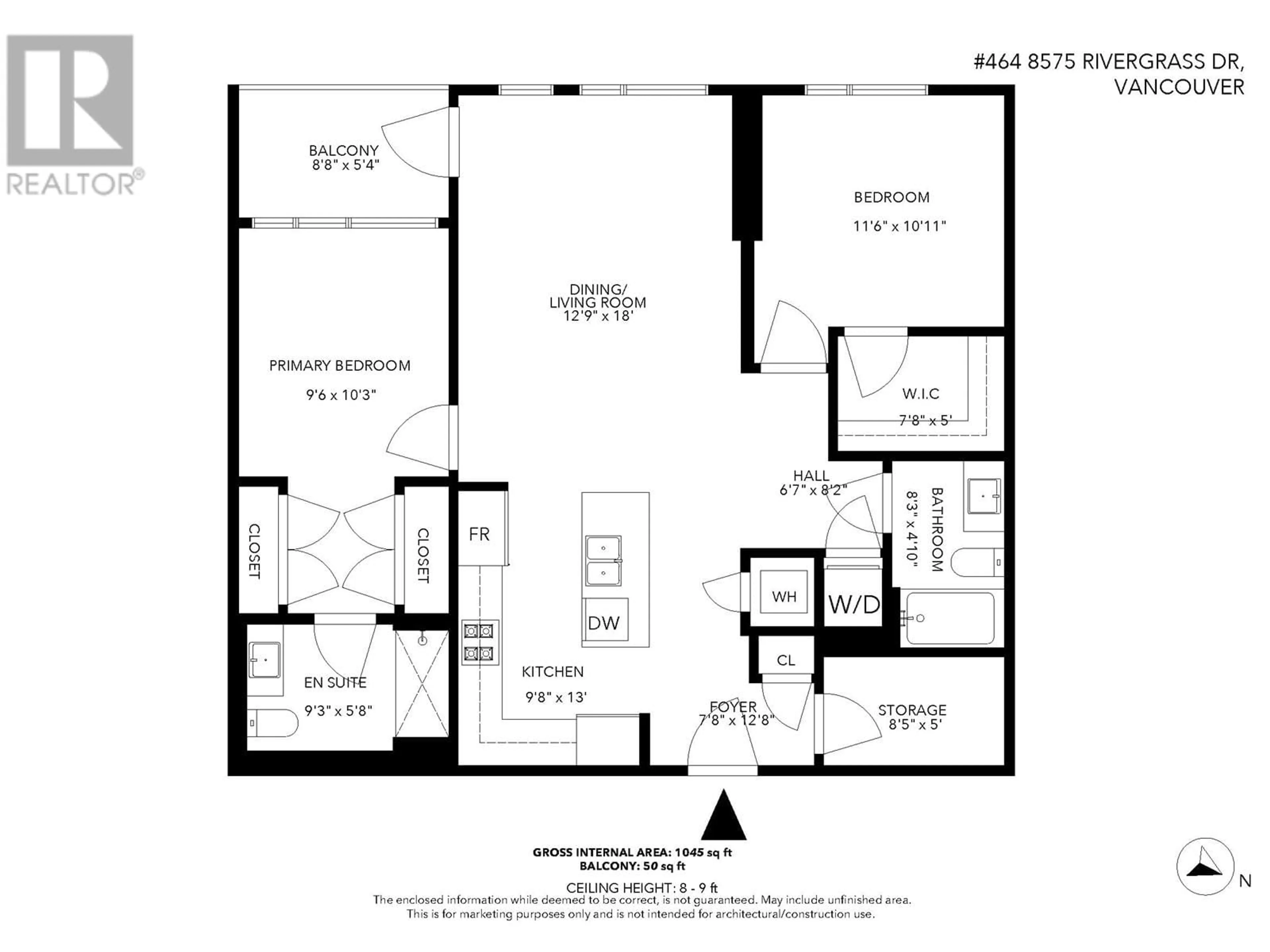 Floor plan for 464 8575 RIVERGRASS DRIVE, Vancouver British Columbia V5S0J7