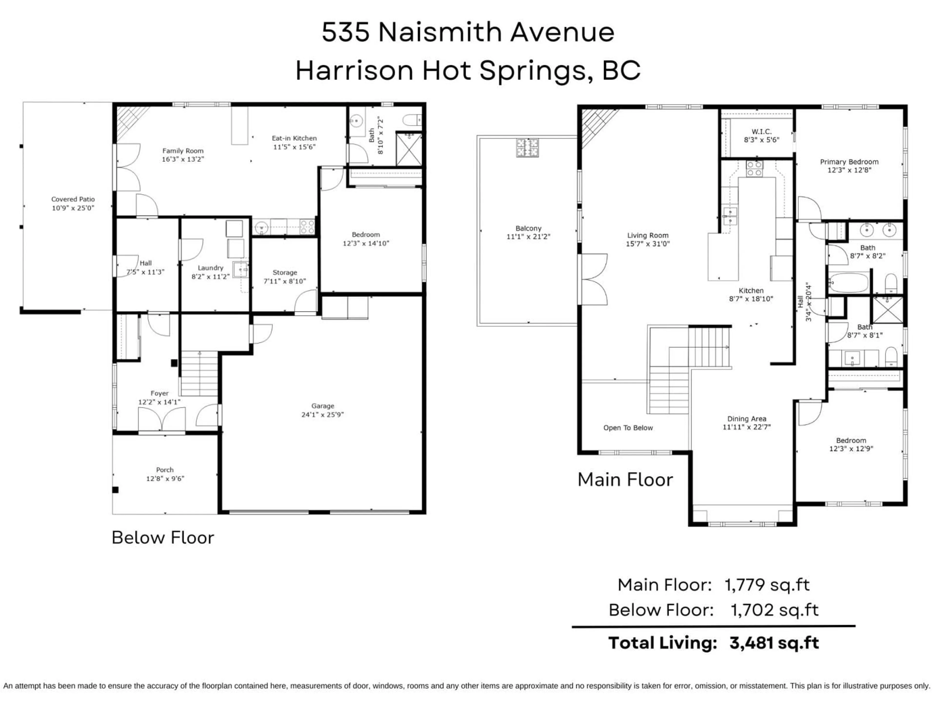 Floor plan for 535 NAISMITH AVENUE|Harrison Hot Springs, Harrison Hot Springs British Columbia V0M1K0