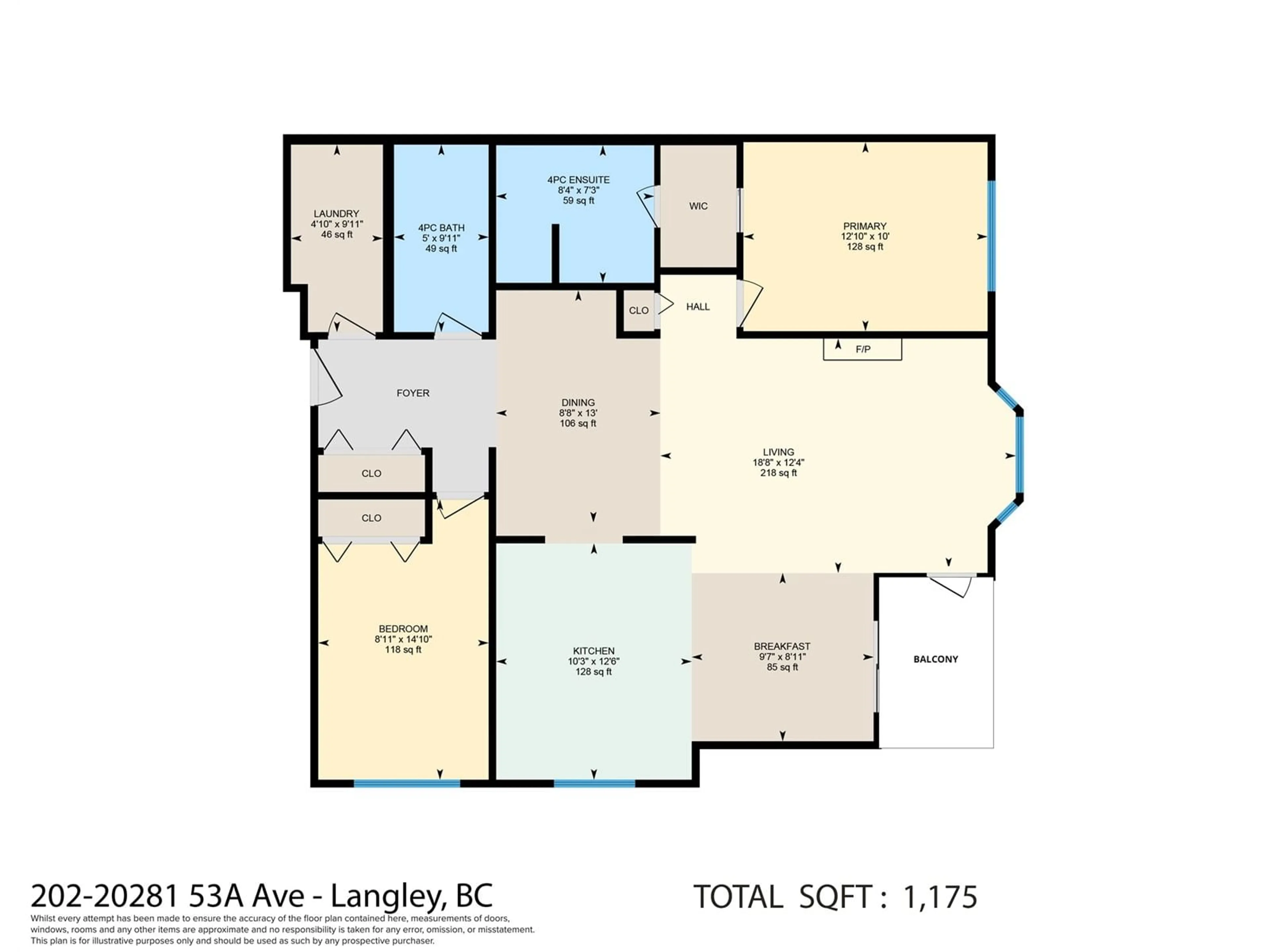 Floor plan for 202 20281 53A AVENUE, Langley British Columbia V3A3V6