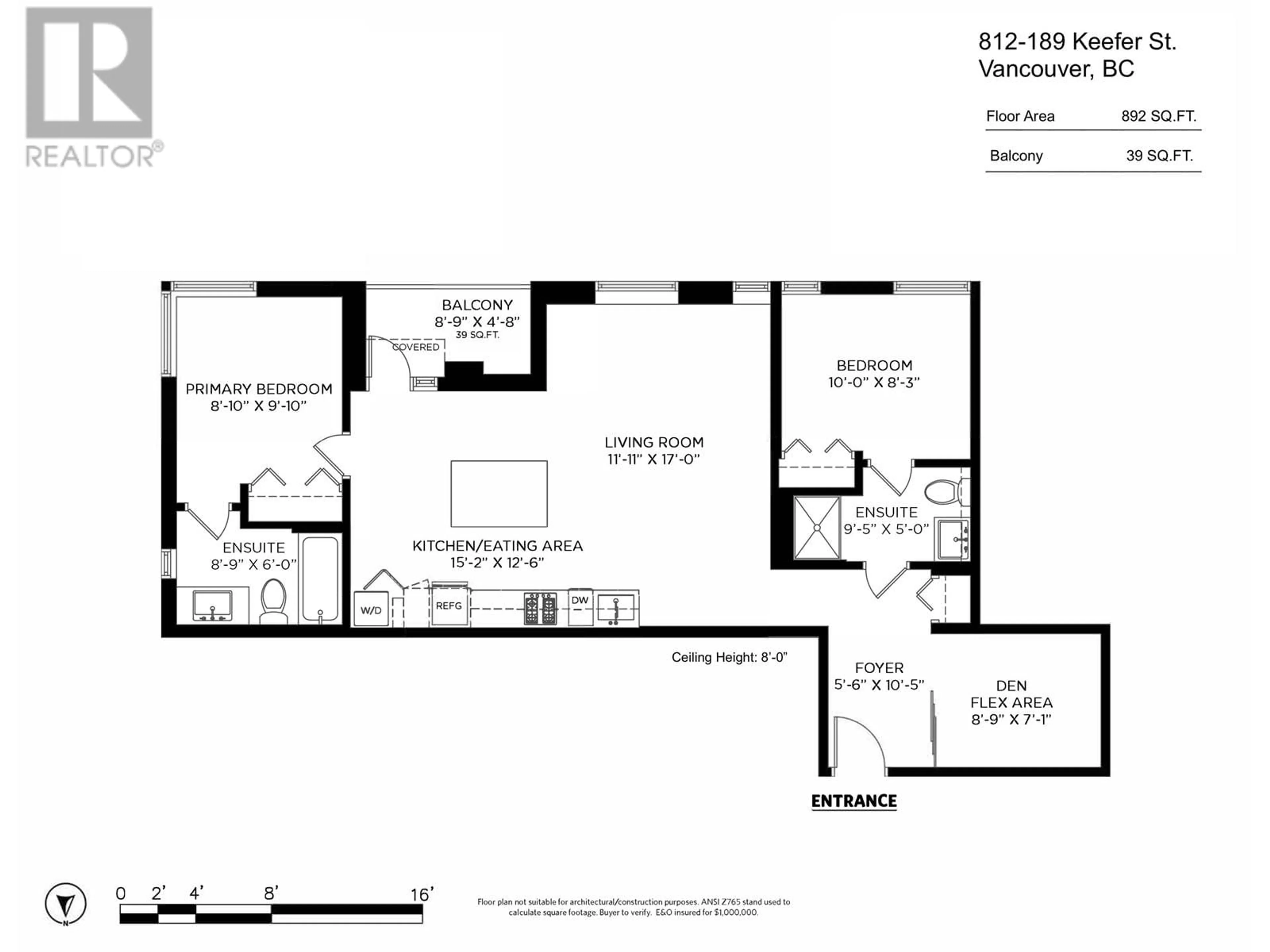 Floor plan for 812 189 KEEFER STREET, Vancouver British Columbia V6A0C8