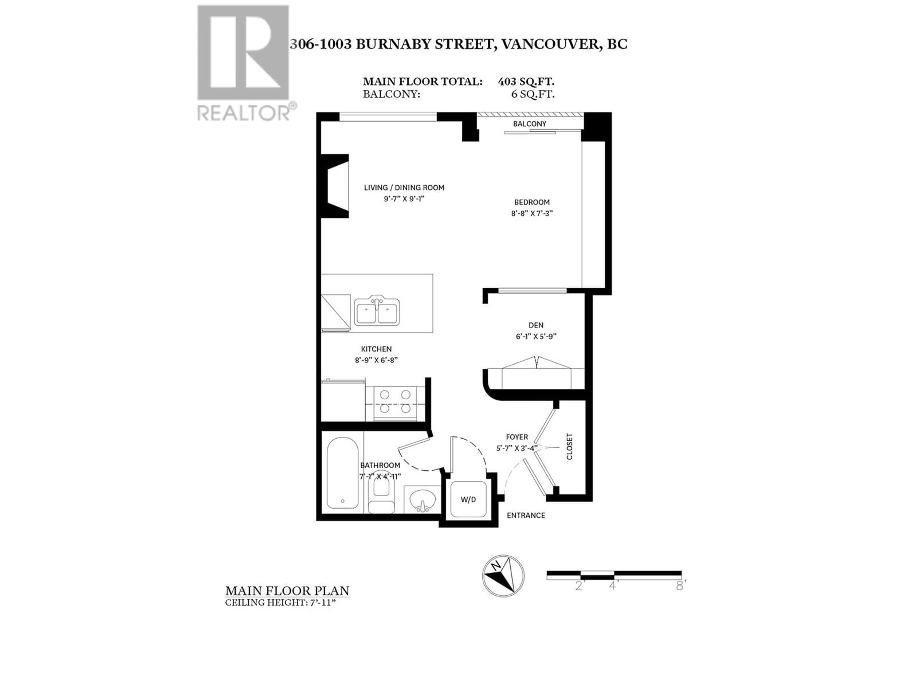 Floor plan for 306 1003 BURNABY STREET, Vancouver British Columbia V6E4R7