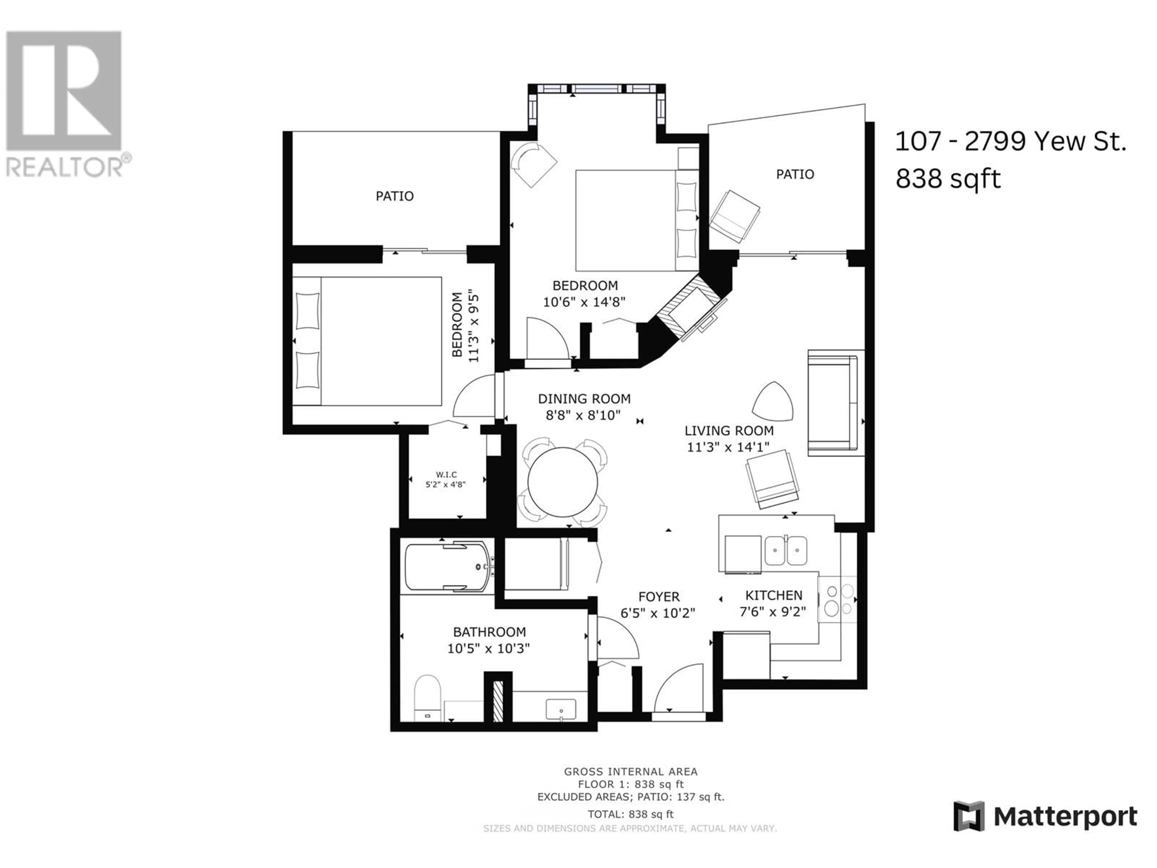 Floor plan for 107 2799 YEW STREET, Vancouver British Columbia V6K4W2