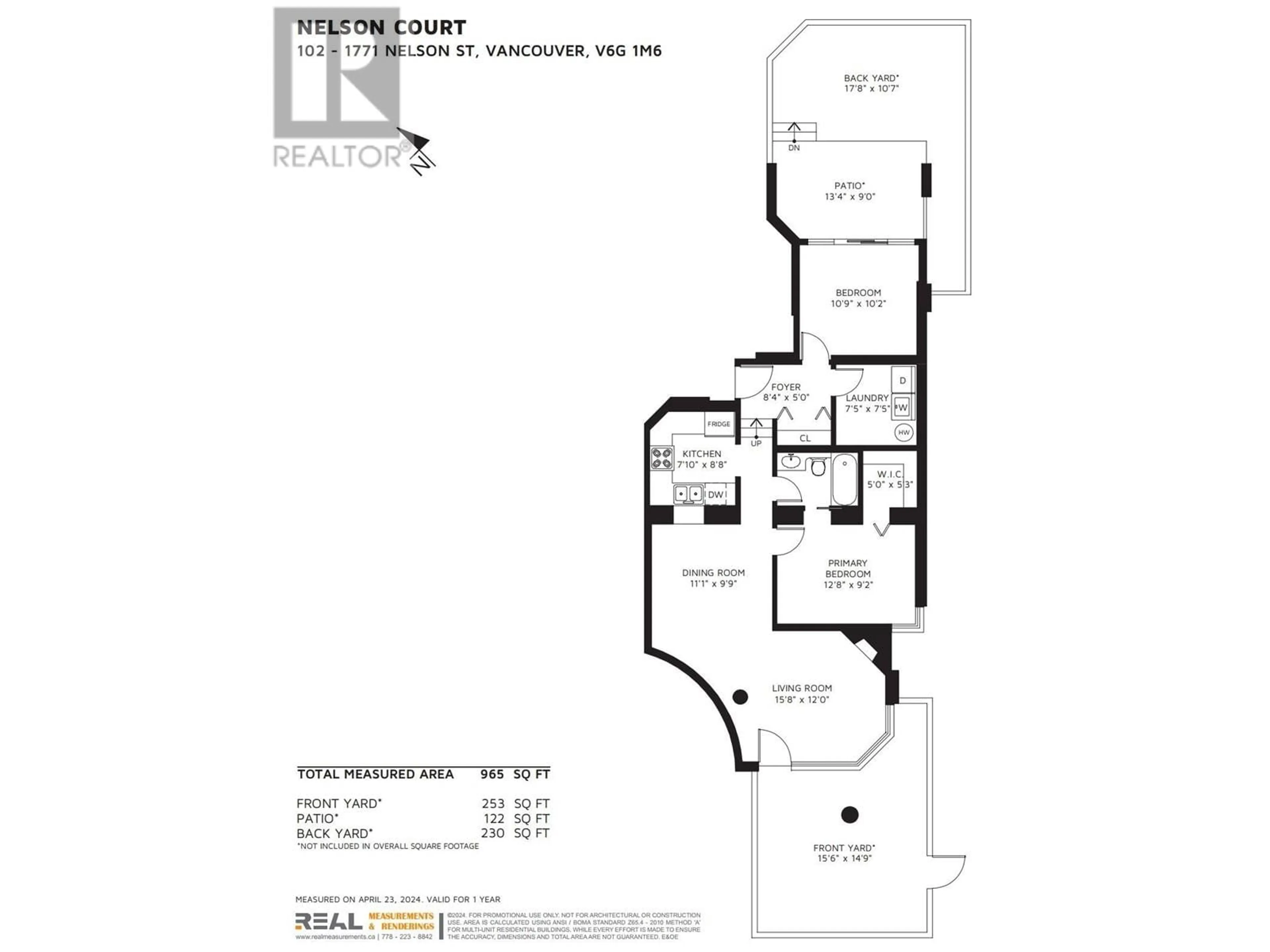 Floor plan for 102 1771 NELSON STREET, Vancouver British Columbia V6G1M6