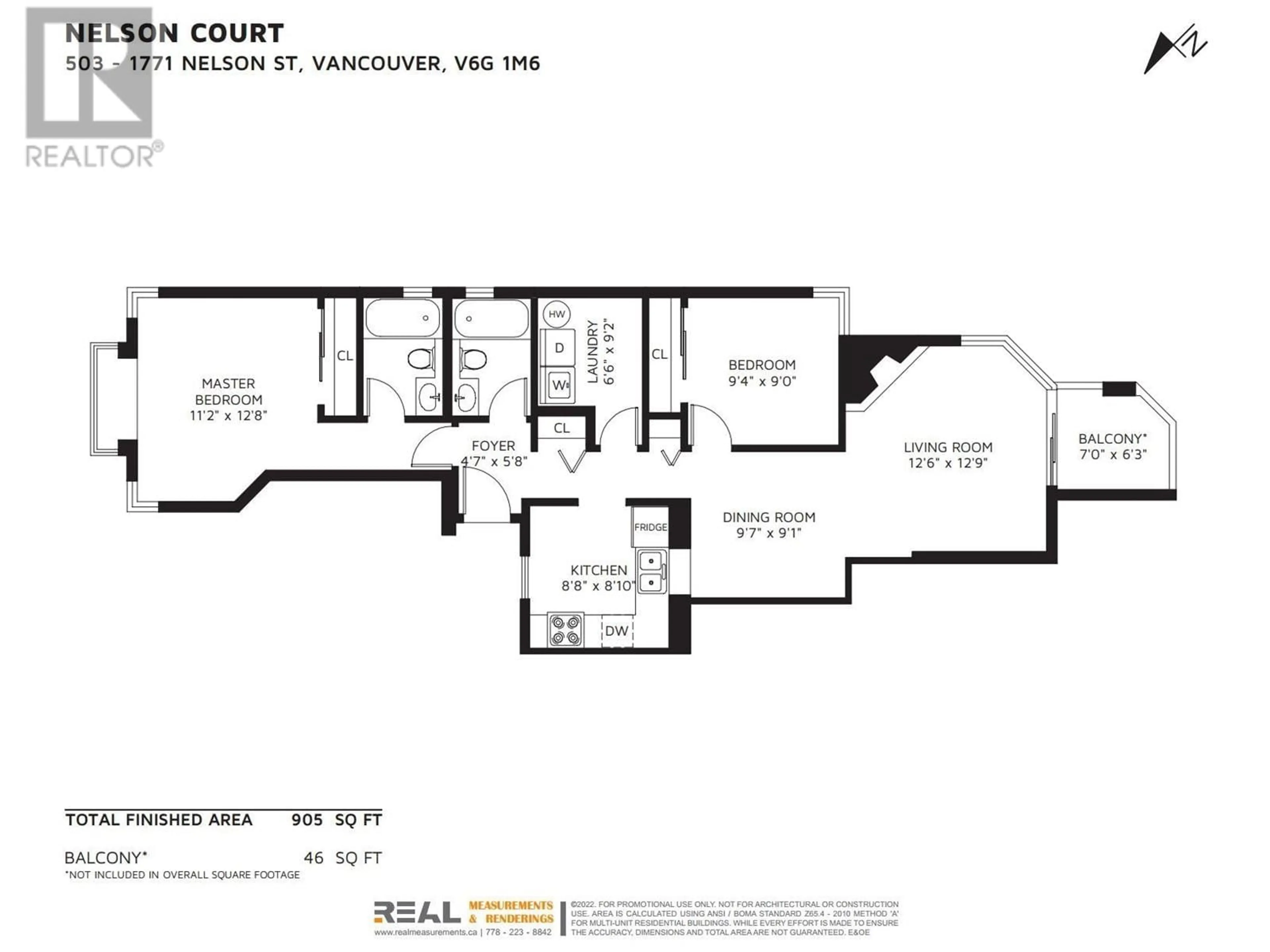 Floor plan for 503 1771 NELSON STREET, Vancouver British Columbia V6G1M6