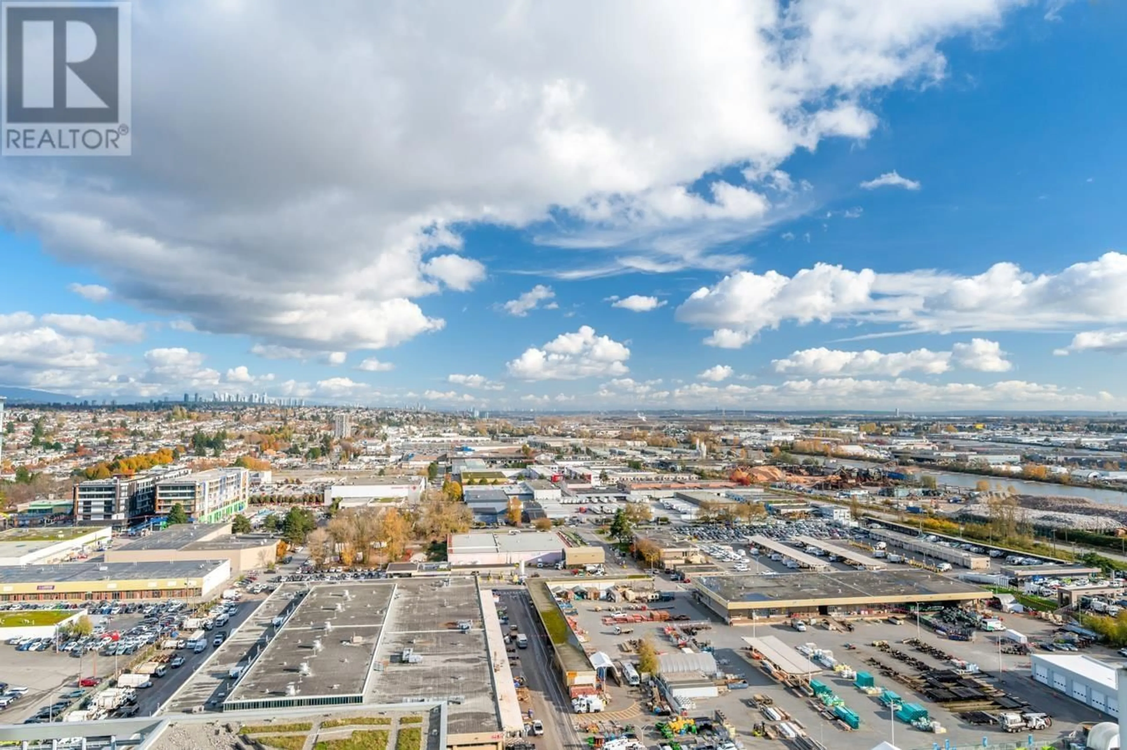 A pic from outside/outdoor area/front of a property/back of a property/a pic from drone, city buildings view from balcony for 2407 489 INTERURBAN WAY, Vancouver British Columbia V5X0C7