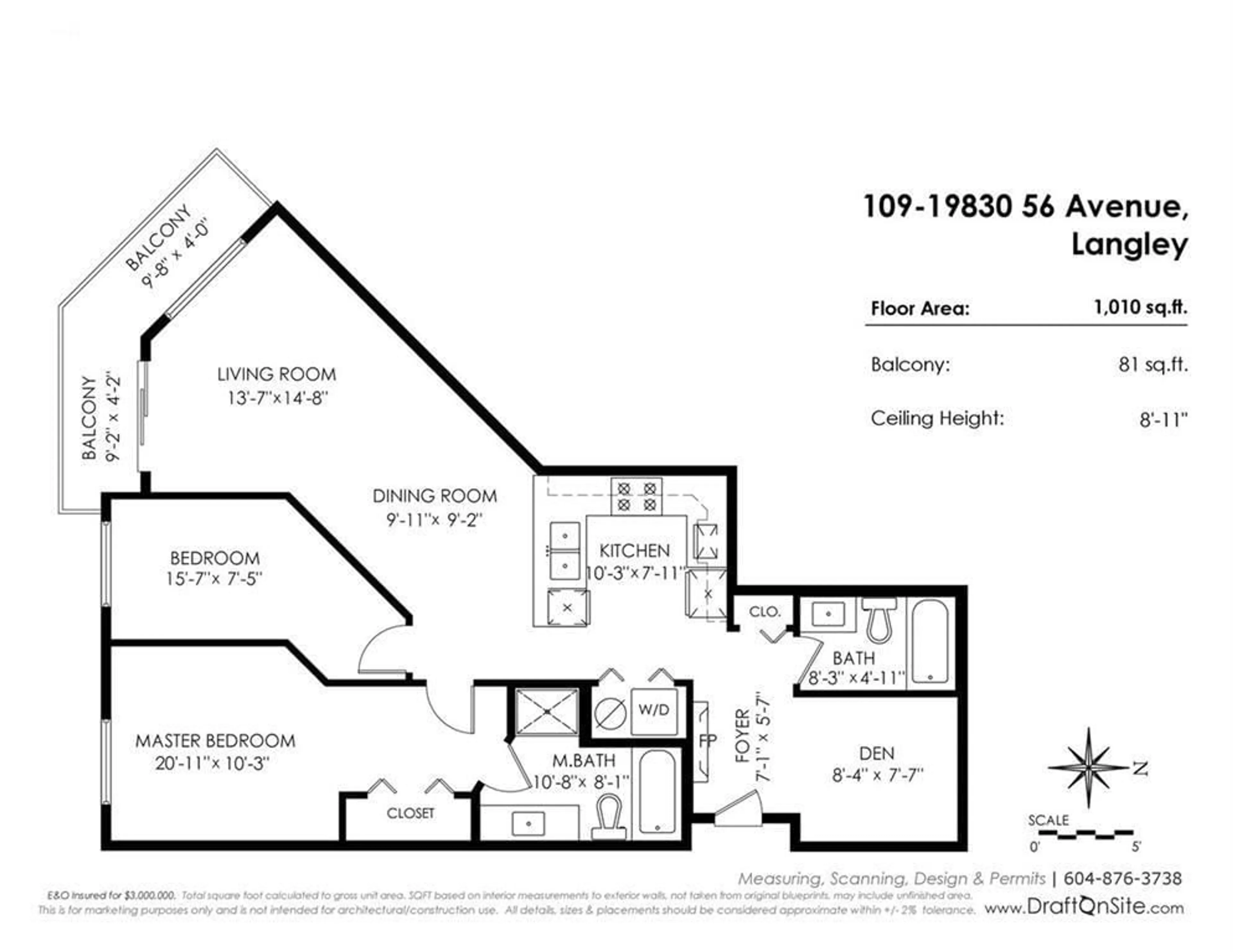 Floor plan for 109 19830 56 AVENUE, Langley British Columbia V3A0A5