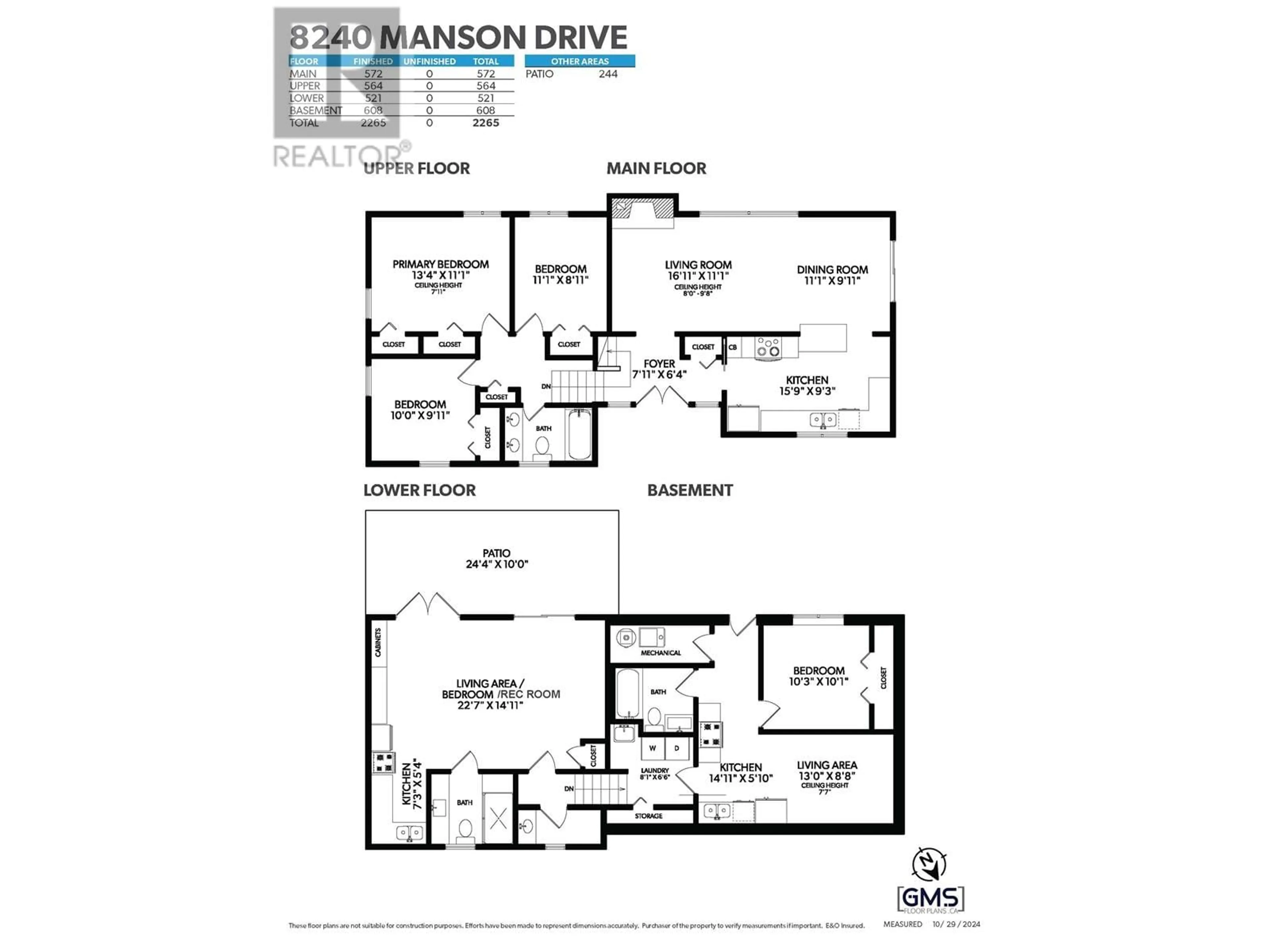 Floor plan for 8240 MANSON DRIVE, Burnaby British Columbia V5A2C2