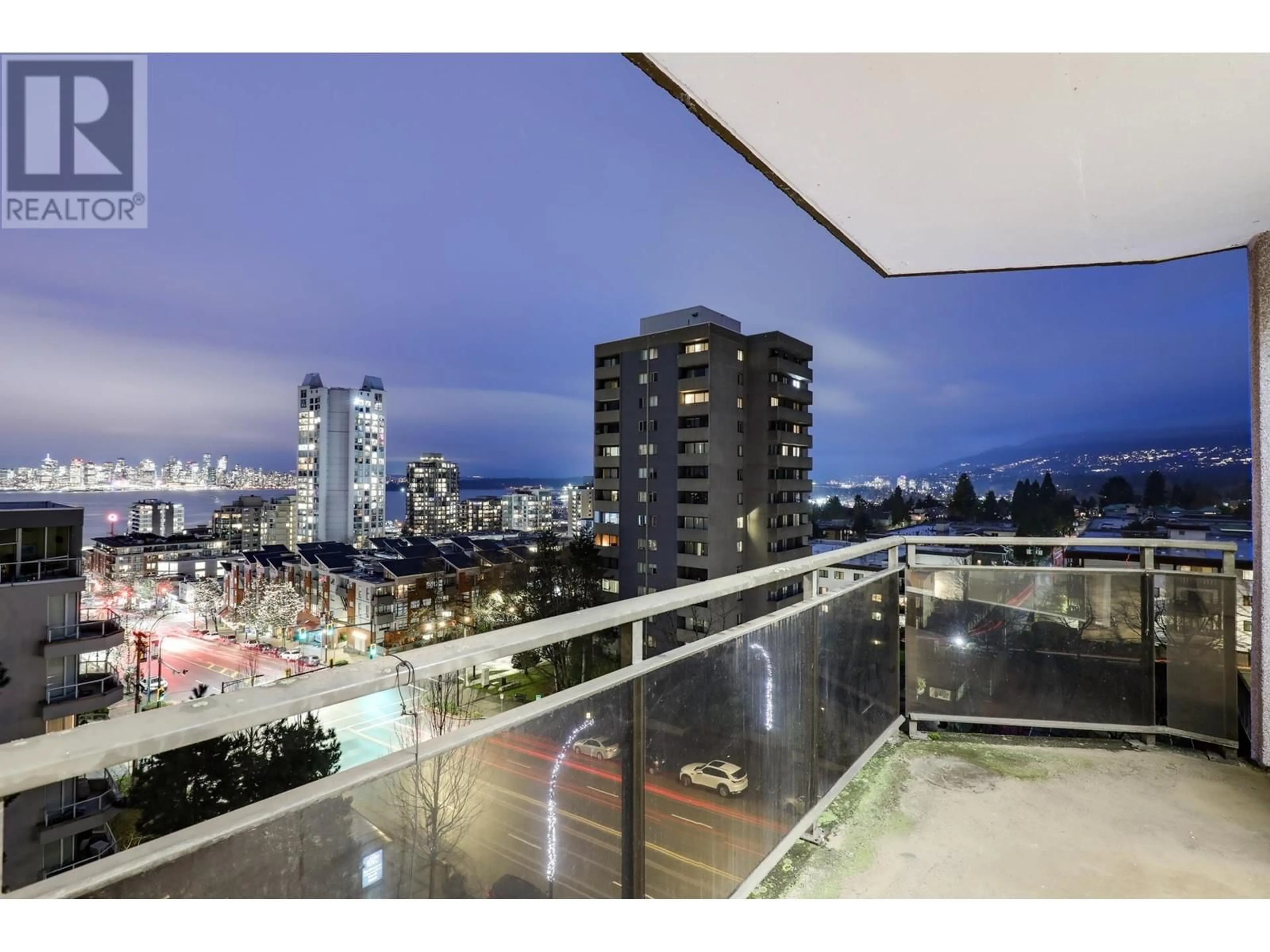 Balcony in the apartment, city buildings view from balcony for 704 444 LONSDALE AVENUE, North Vancouver British Columbia V7M3H5