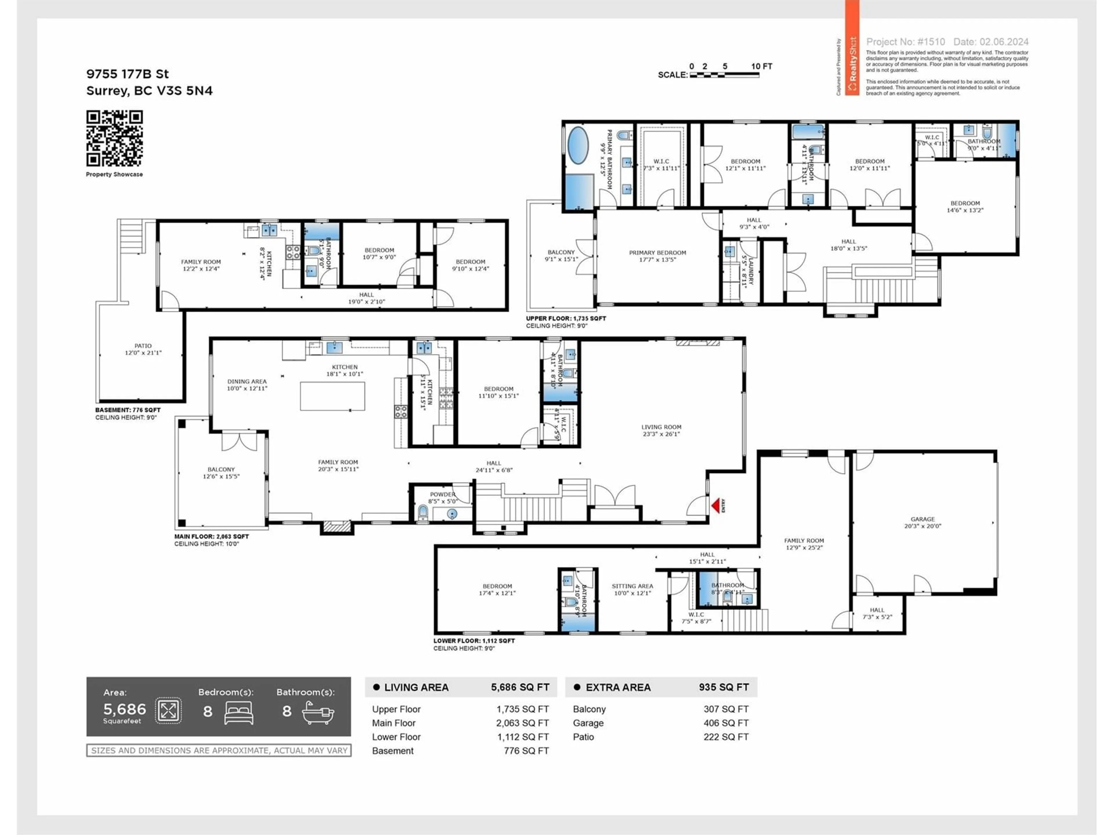 Floor plan for 9755 177B STREET, Surrey British Columbia V4N6T4