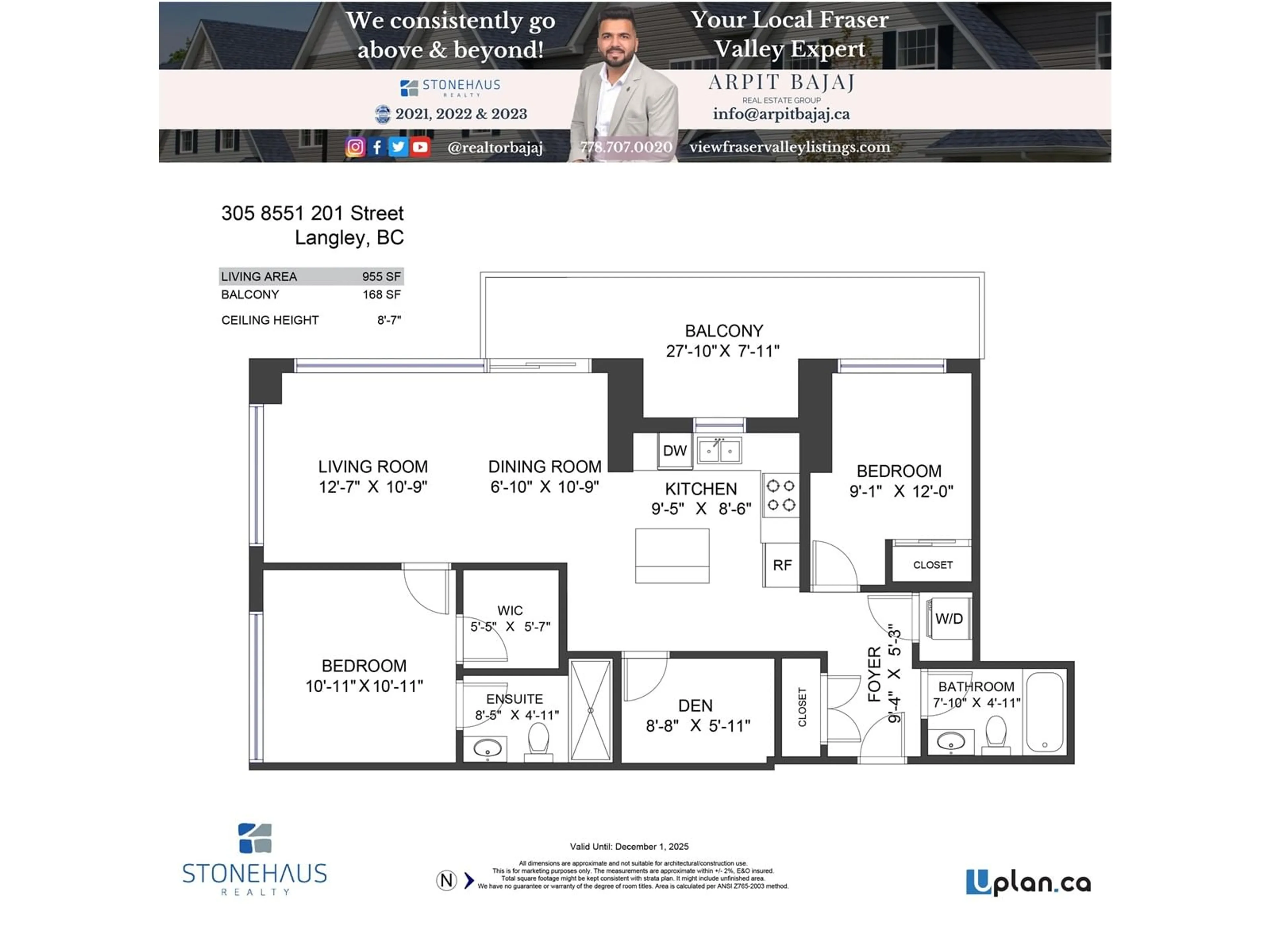 Floor plan for 305 8551 201 STREET, Langley British Columbia V2Y2C1