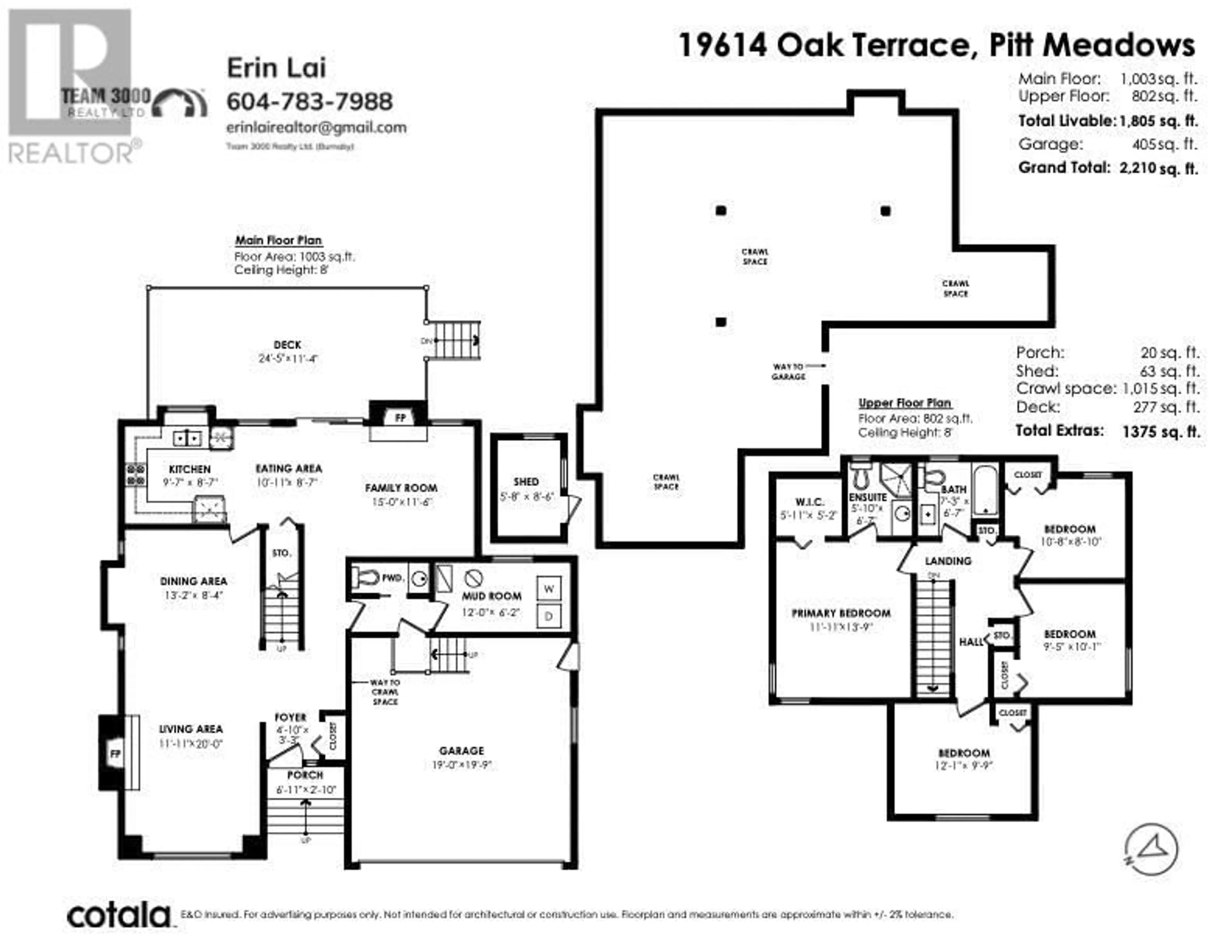 Floor plan for 19614 OAK TERRACE, Pitt Meadows British Columbia V3Y2A1