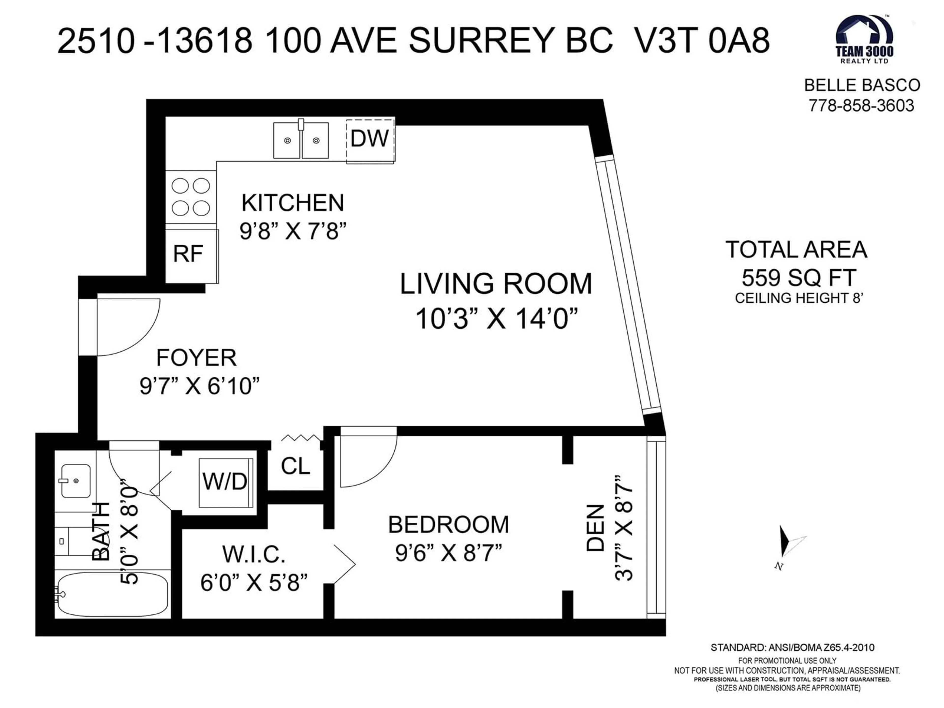 Floor plan for 2510 13618 100 AVENUE, Surrey British Columbia V3T0A8