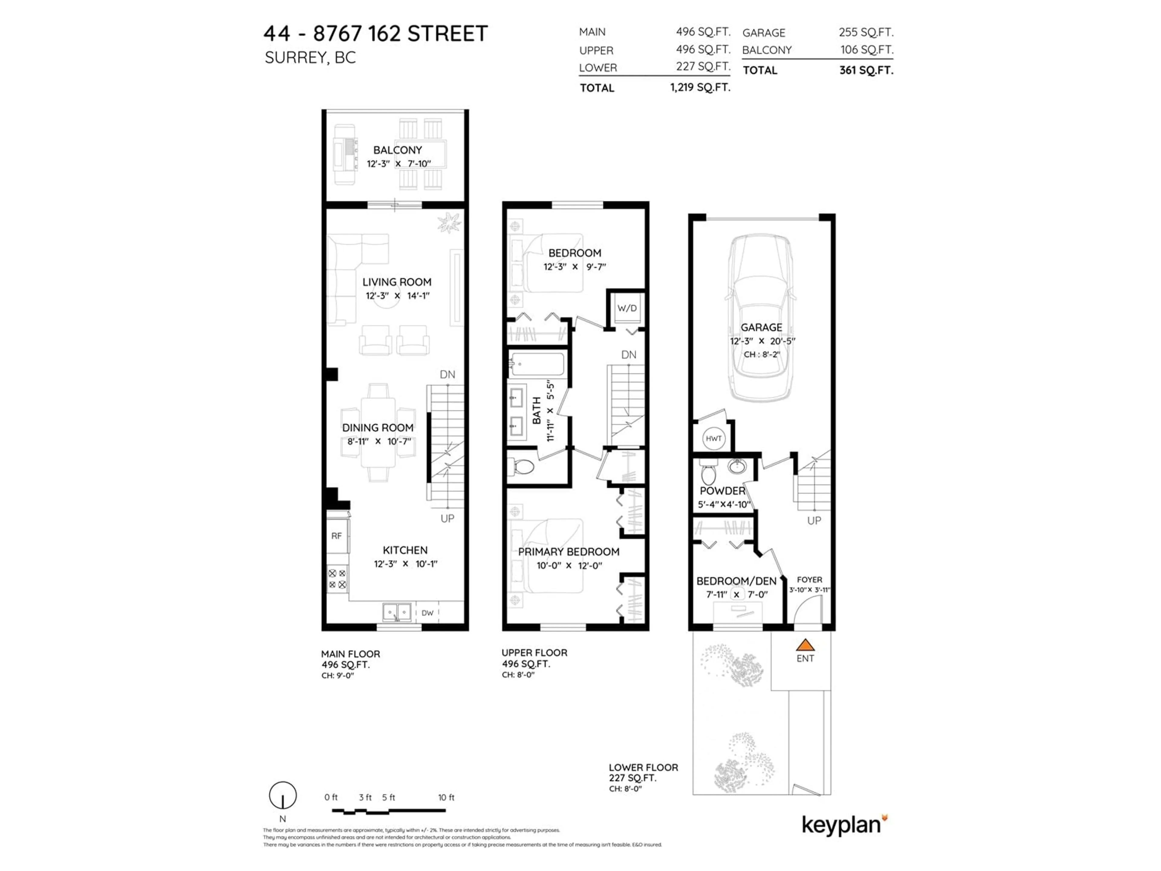 Floor plan for 44 8767 162 STREET, Surrey British Columbia V4N6K7