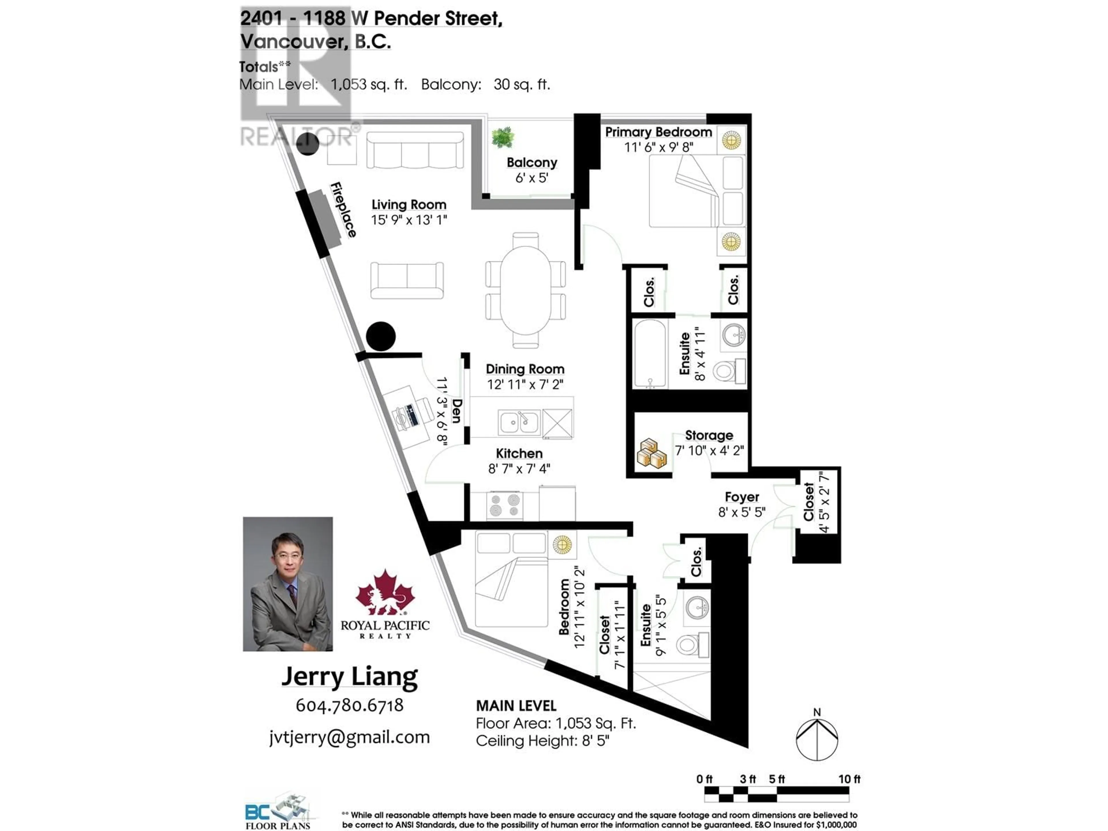 Floor plan for 2401 1188 W PENDER STREET, Vancouver British Columbia V6E0A2