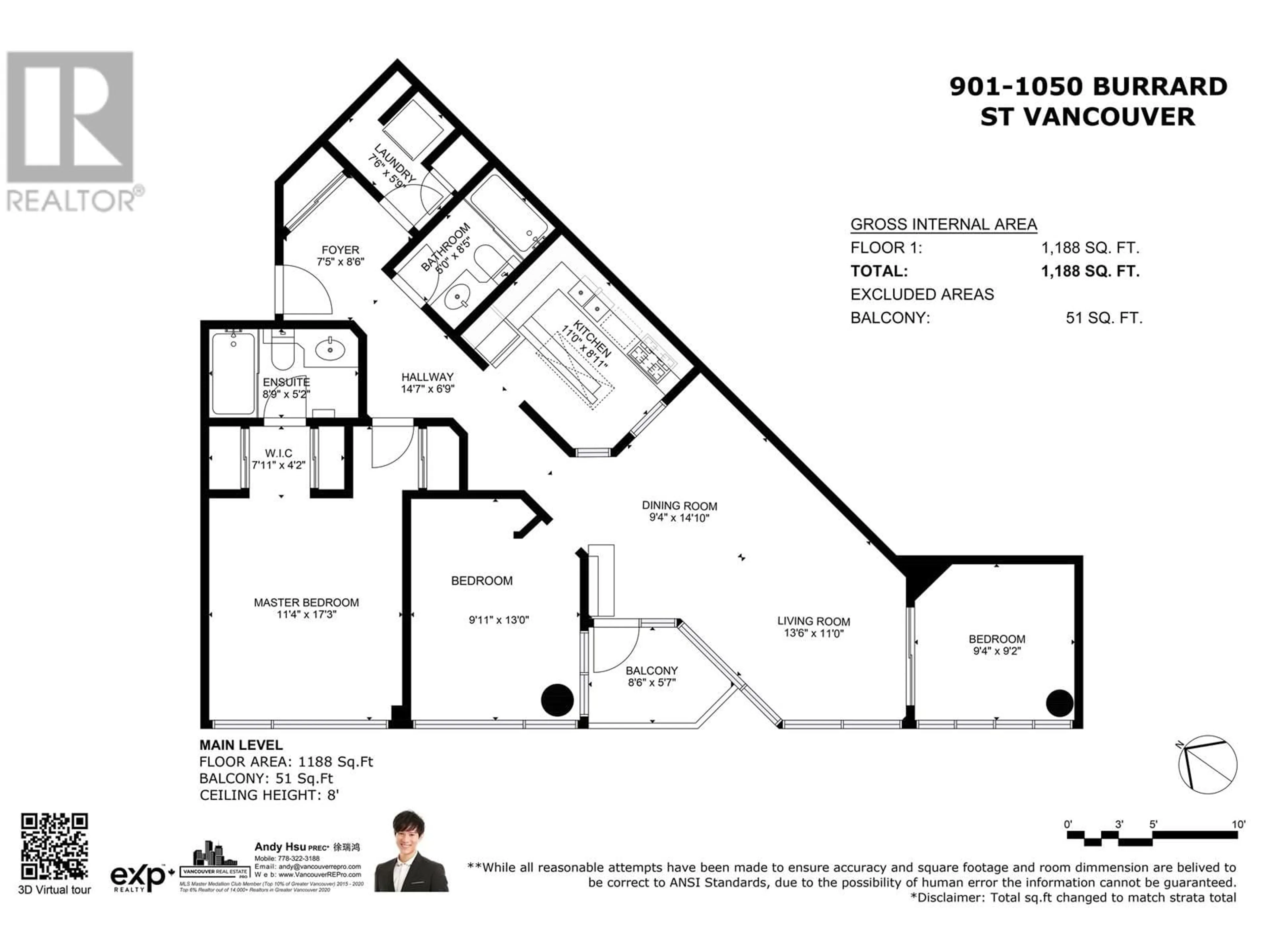 Floor plan for 901 1050 BURRARD STREET, Vancouver British Columbia V6Z2S3