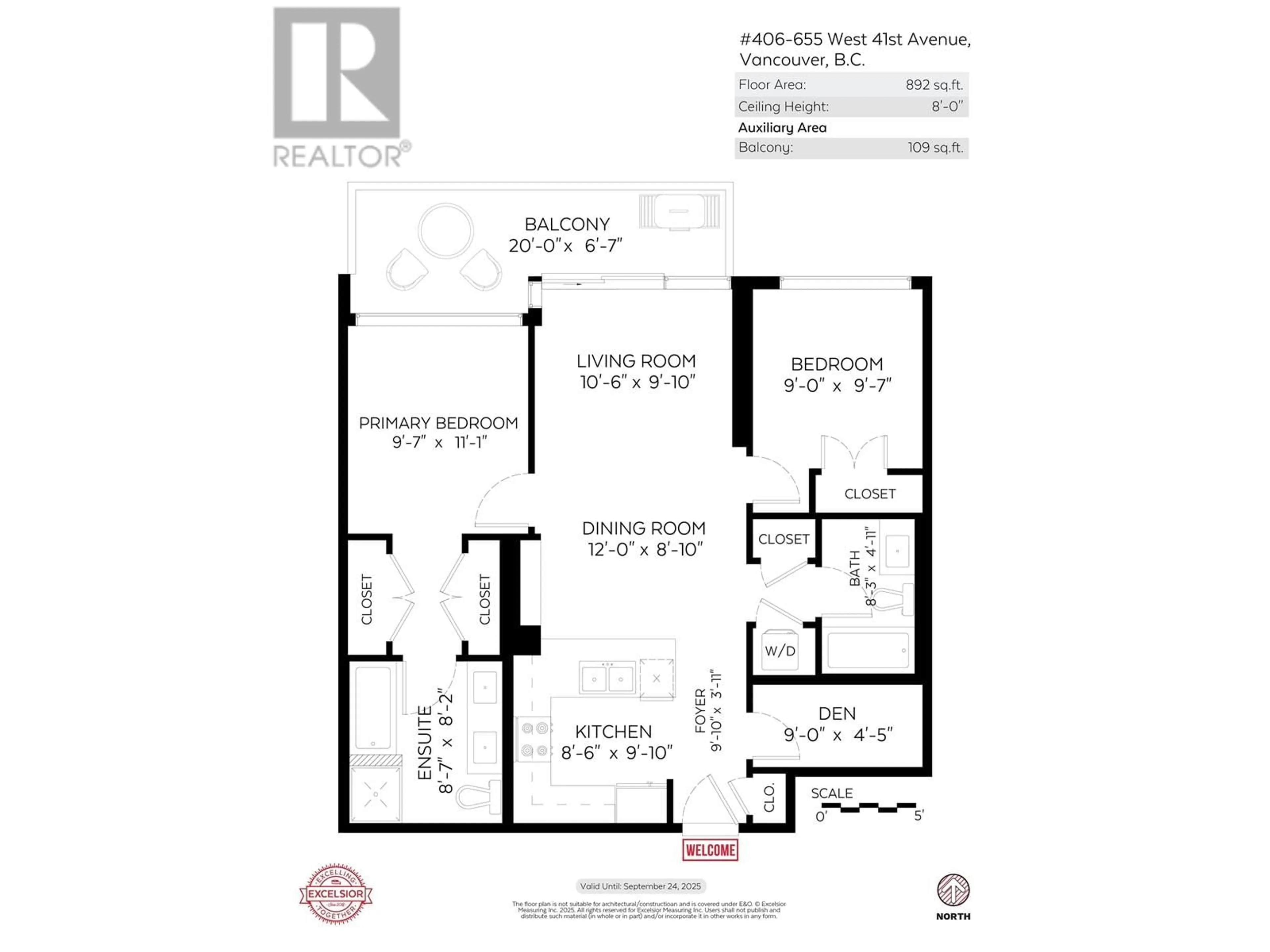 Floor plan for 406 - 655 41ST AVENUE, Vancouver British Columbia V5Z2N1