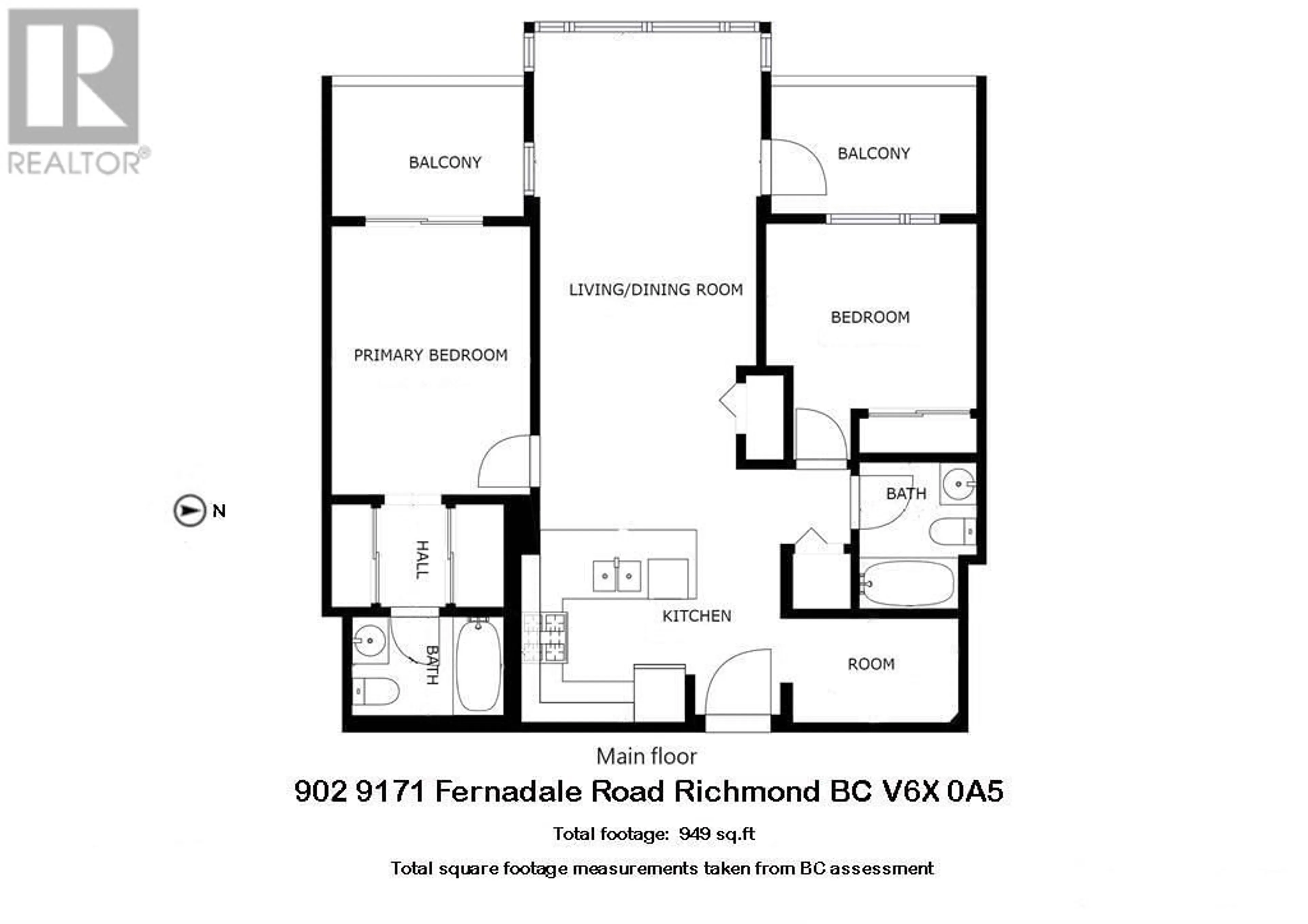 Floor plan for 902 9171 FERNDALE ROAD, Richmond British Columbia V6Y0A5