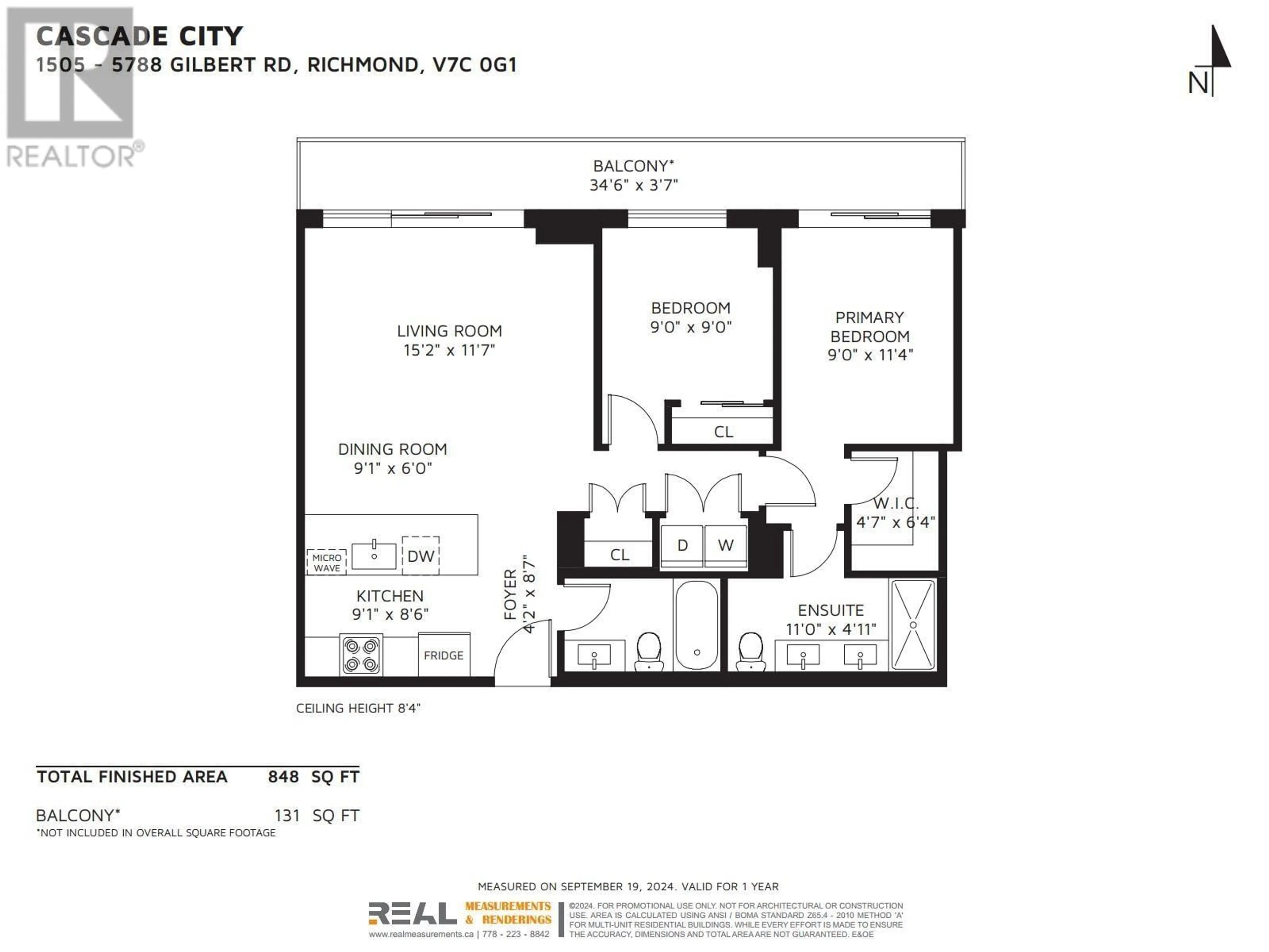 Floor plan for 1505 5788 GILBERT ROAD, Richmond British Columbia V7C0G1