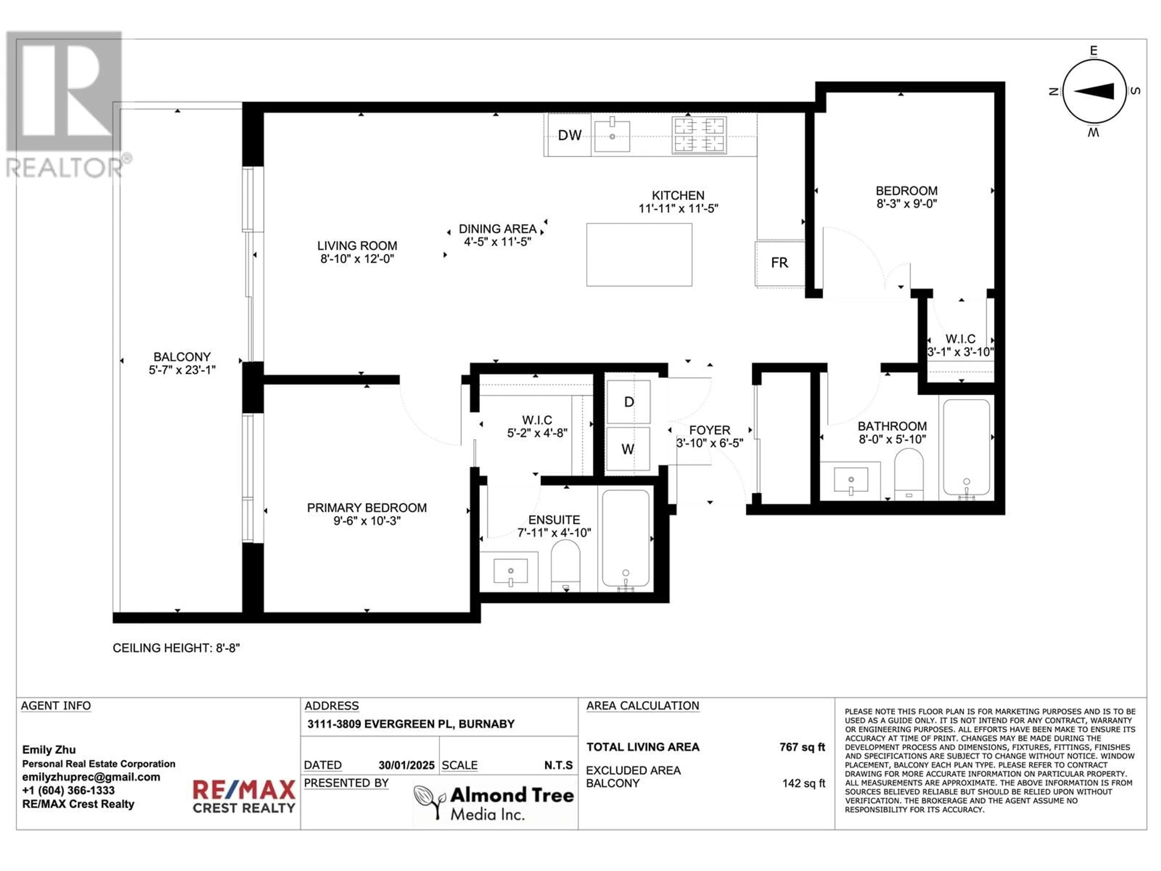 Floor plan for 3111 3809 EVERGREEN PLACE, Burnaby British Columbia V3J0M1