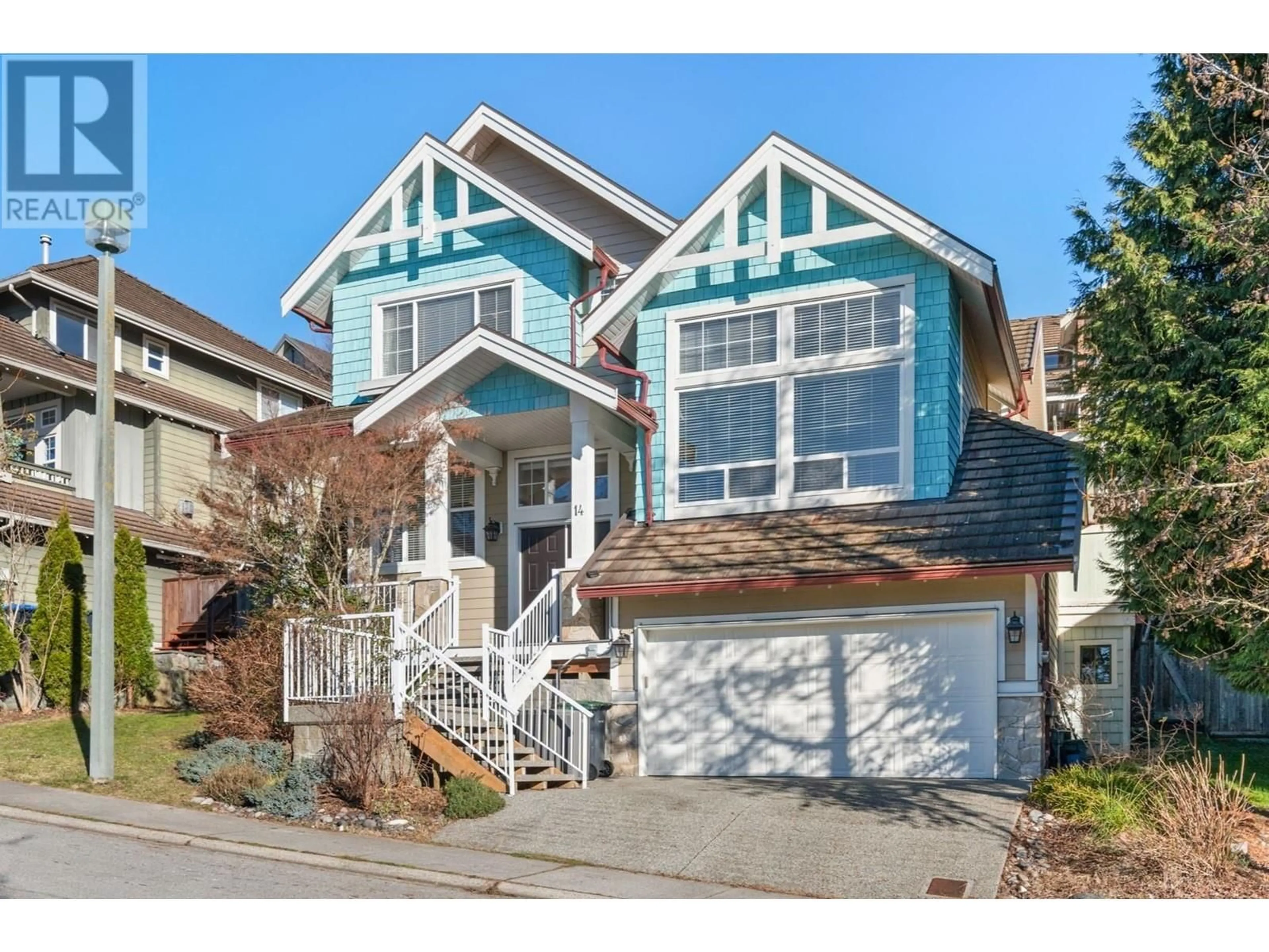 Home with vinyl exterior material, street for 14 BIRCHWOOD CRESCENT, Port Moody British Columbia V3H5H7