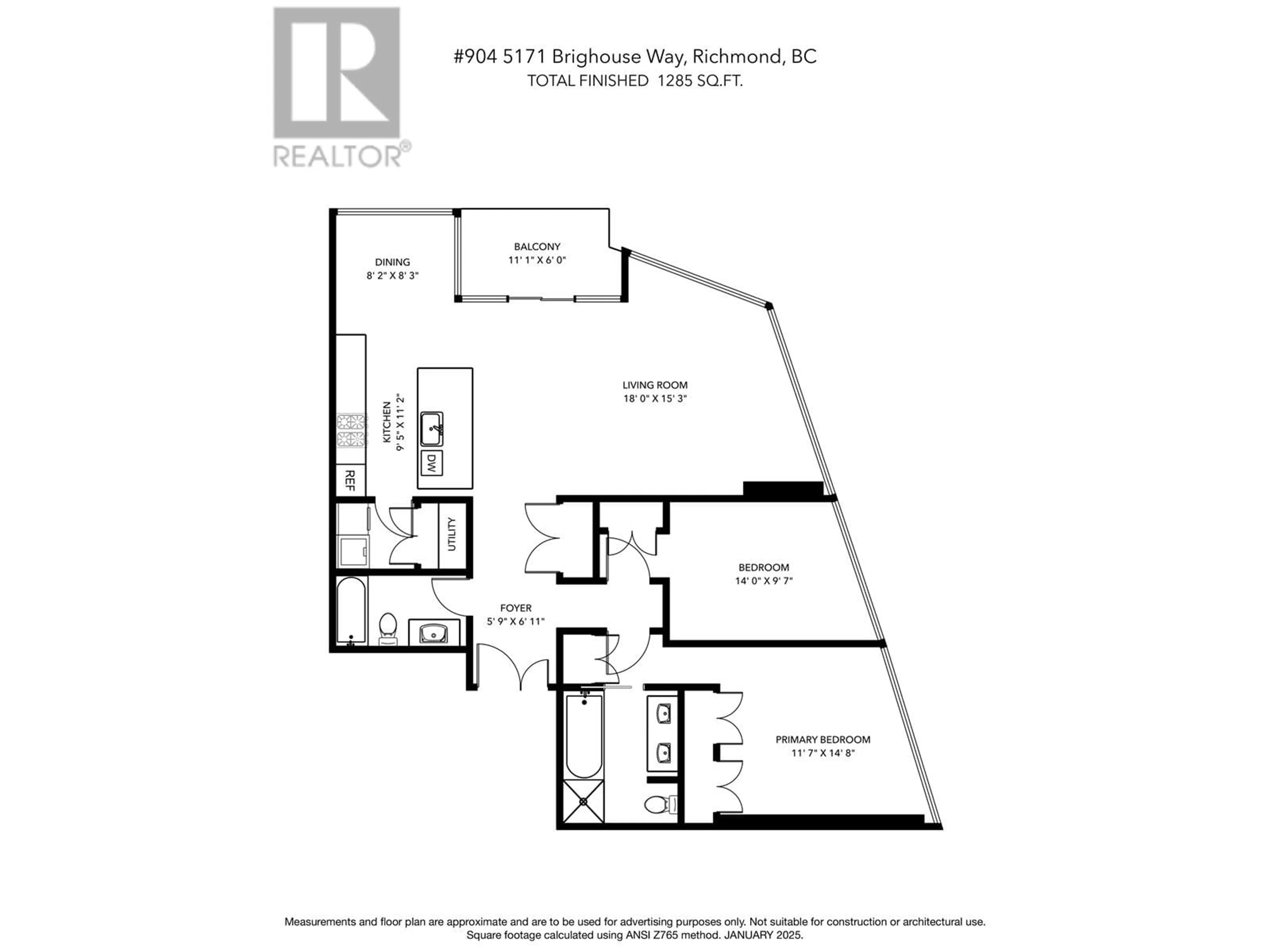 Floor plan for 904 - 5171 BRIGHOUSE WAY, Richmond British Columbia V7C0A6