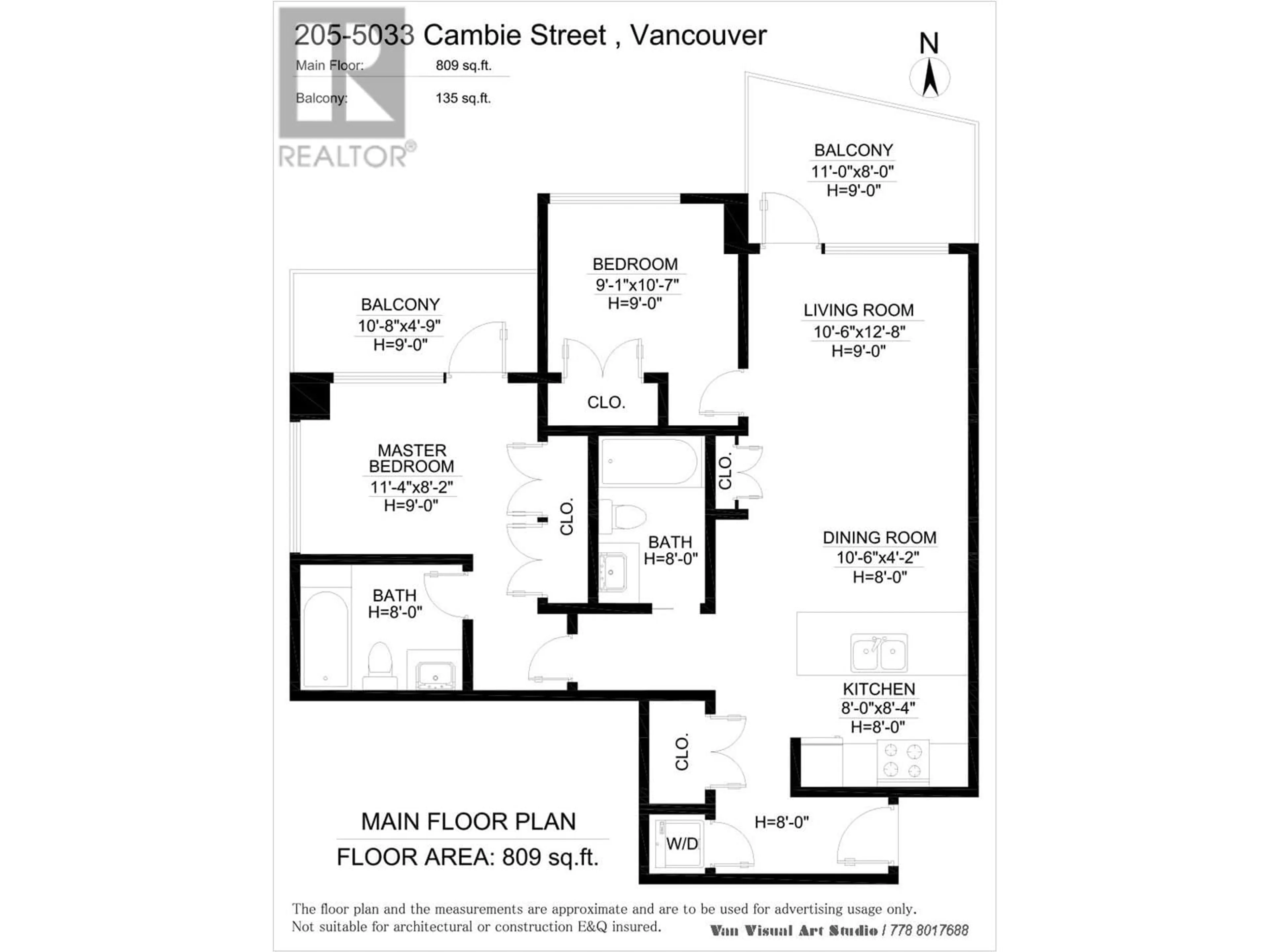 Floor plan for 205 5033 CAMBIE STREET, Vancouver British Columbia V5Z0H6