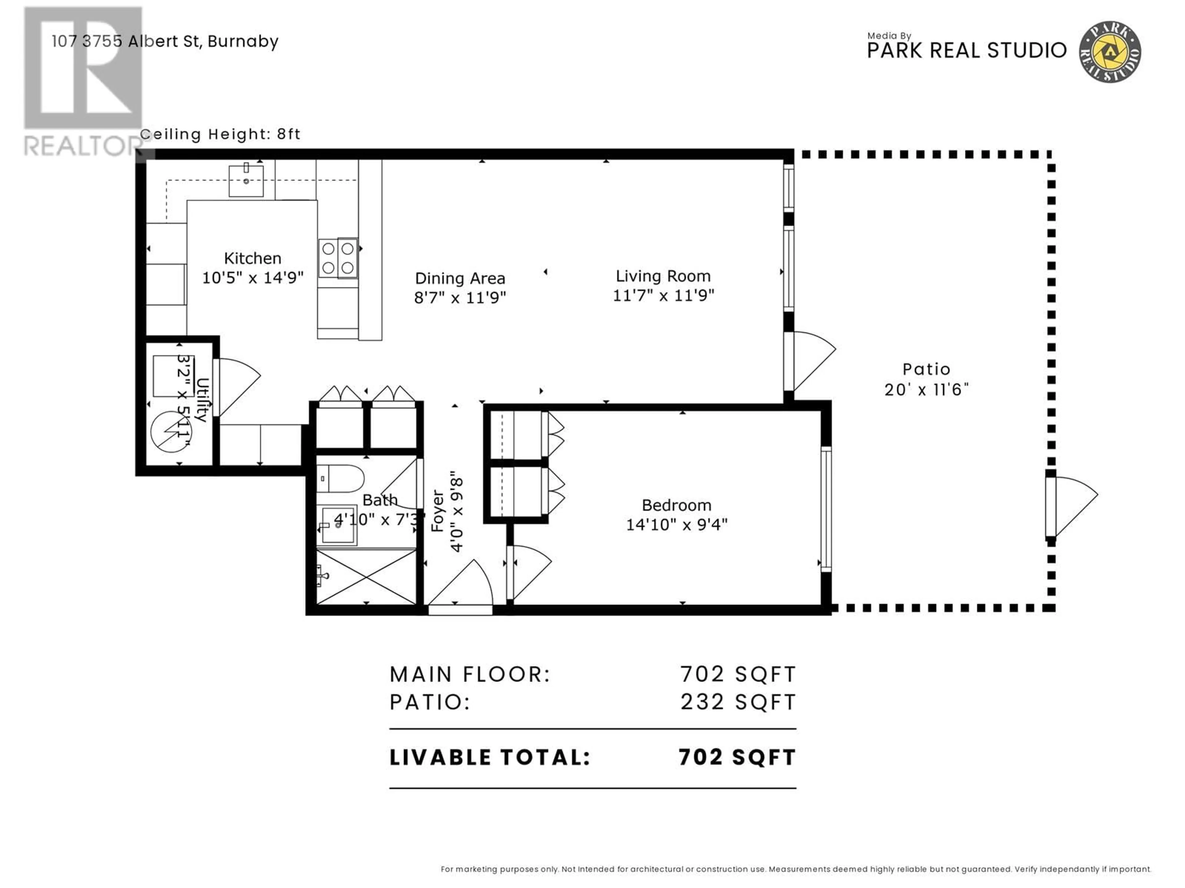 Floor plan for 107 - 3755 ALBERT STREET, Burnaby British Columbia V5C2C6