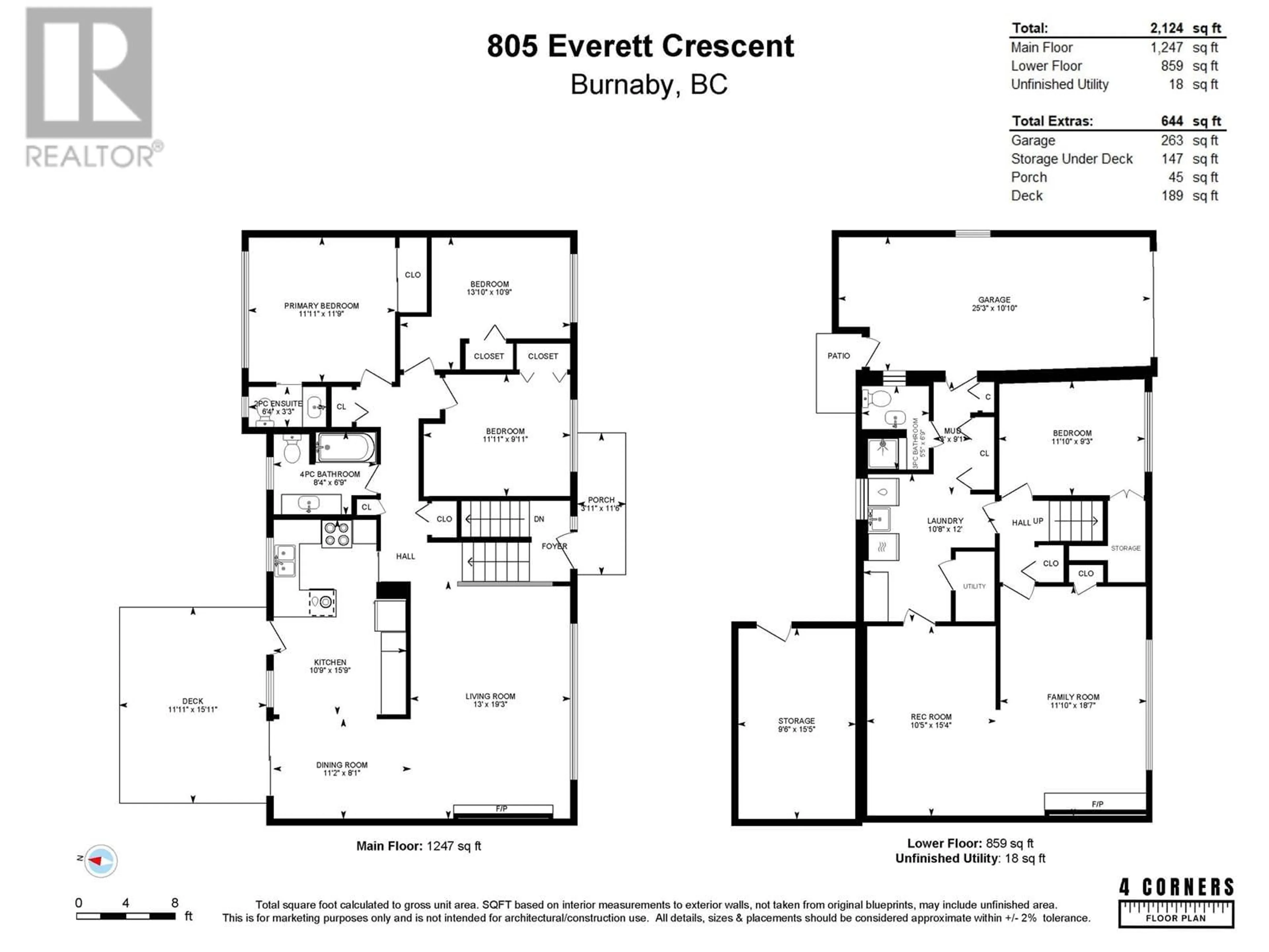 Floor plan for 805 EVERETT CRESCENT, Burnaby British Columbia V5A2N3