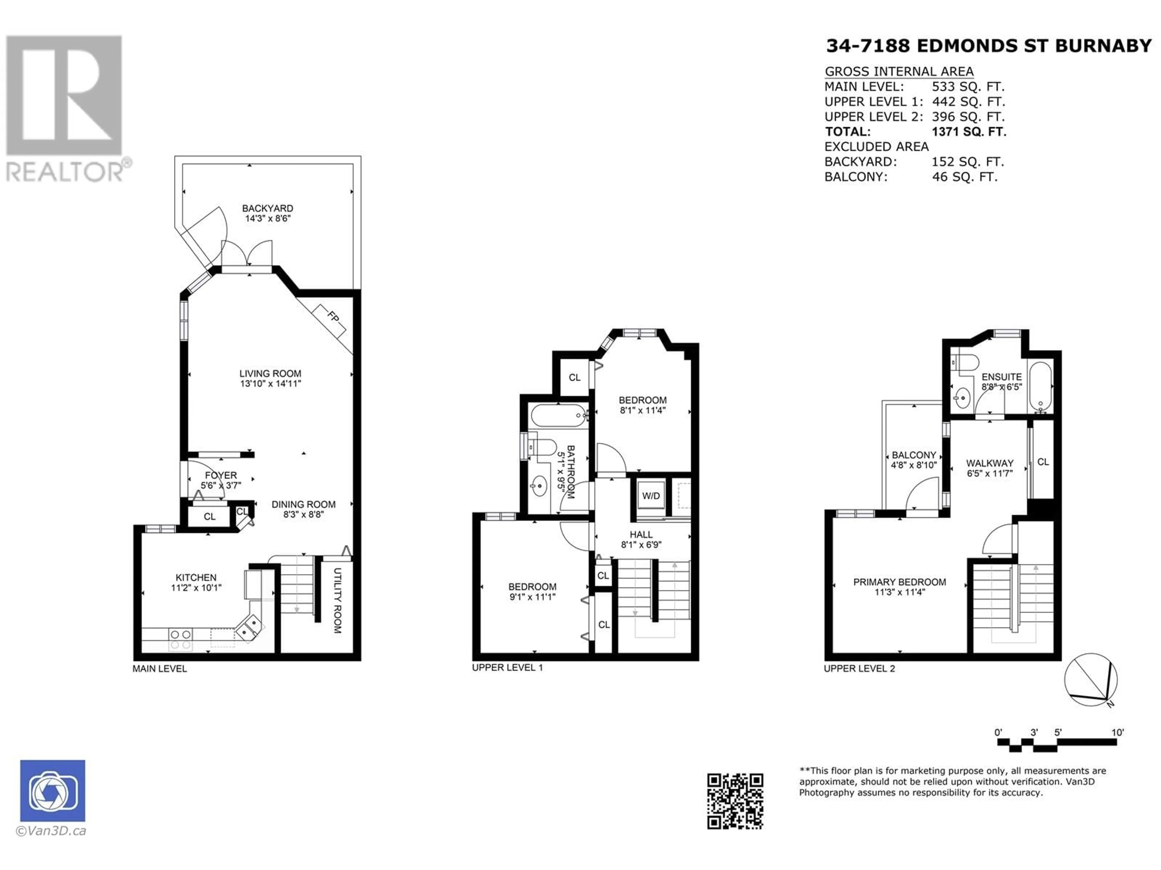Floor plan for 34 - 7188 EDMONDS STREET, Burnaby British Columbia V3N4X6