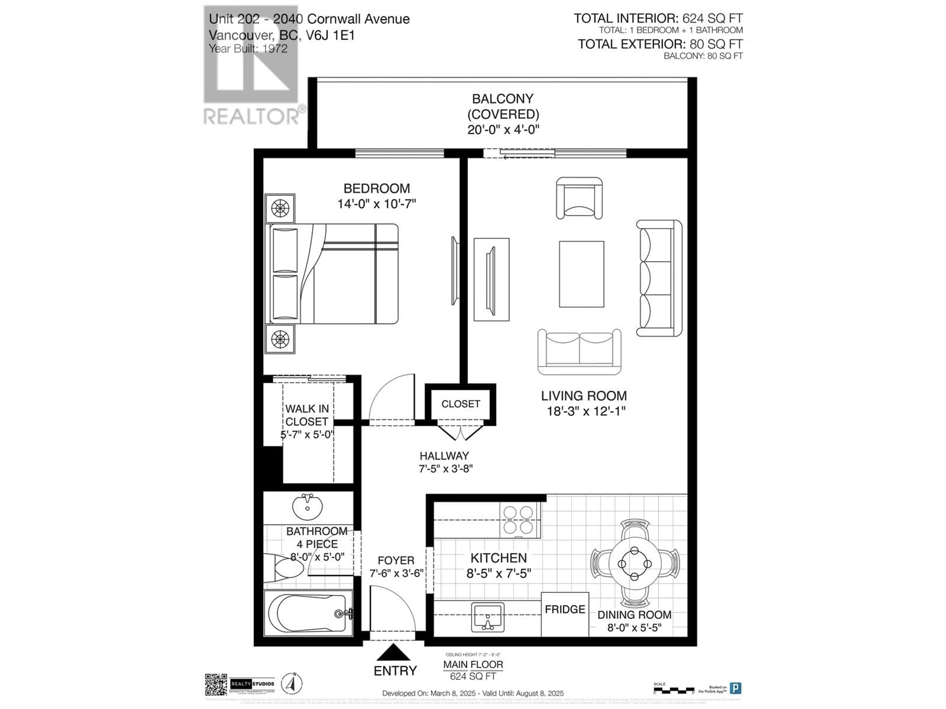 Floor plan for 202 - 2040 CORNWALL AVENUE, Vancouver British Columbia V6J1E1