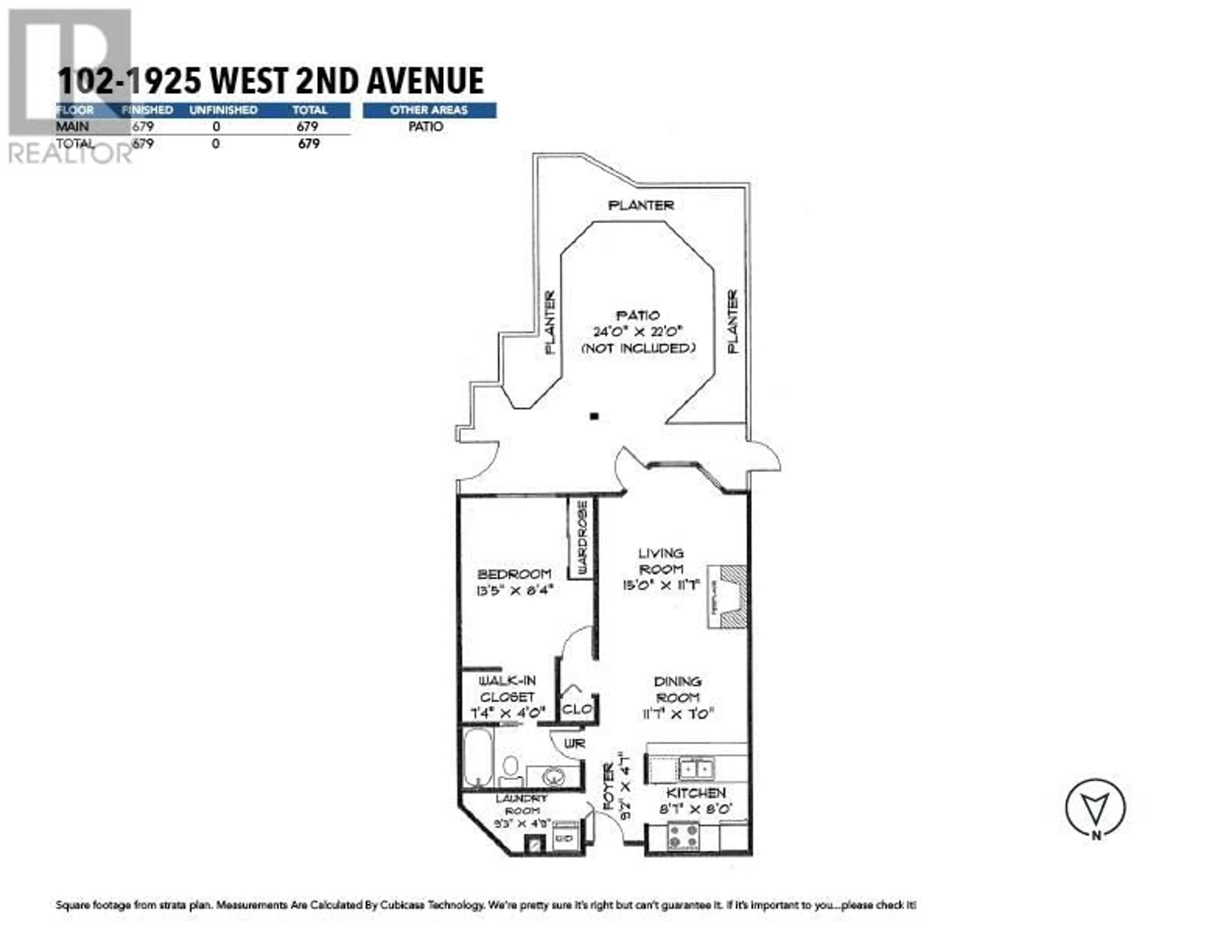 Floor plan for 102 1925 W 2ND AVENUE, Vancouver British Columbia V6J1J2