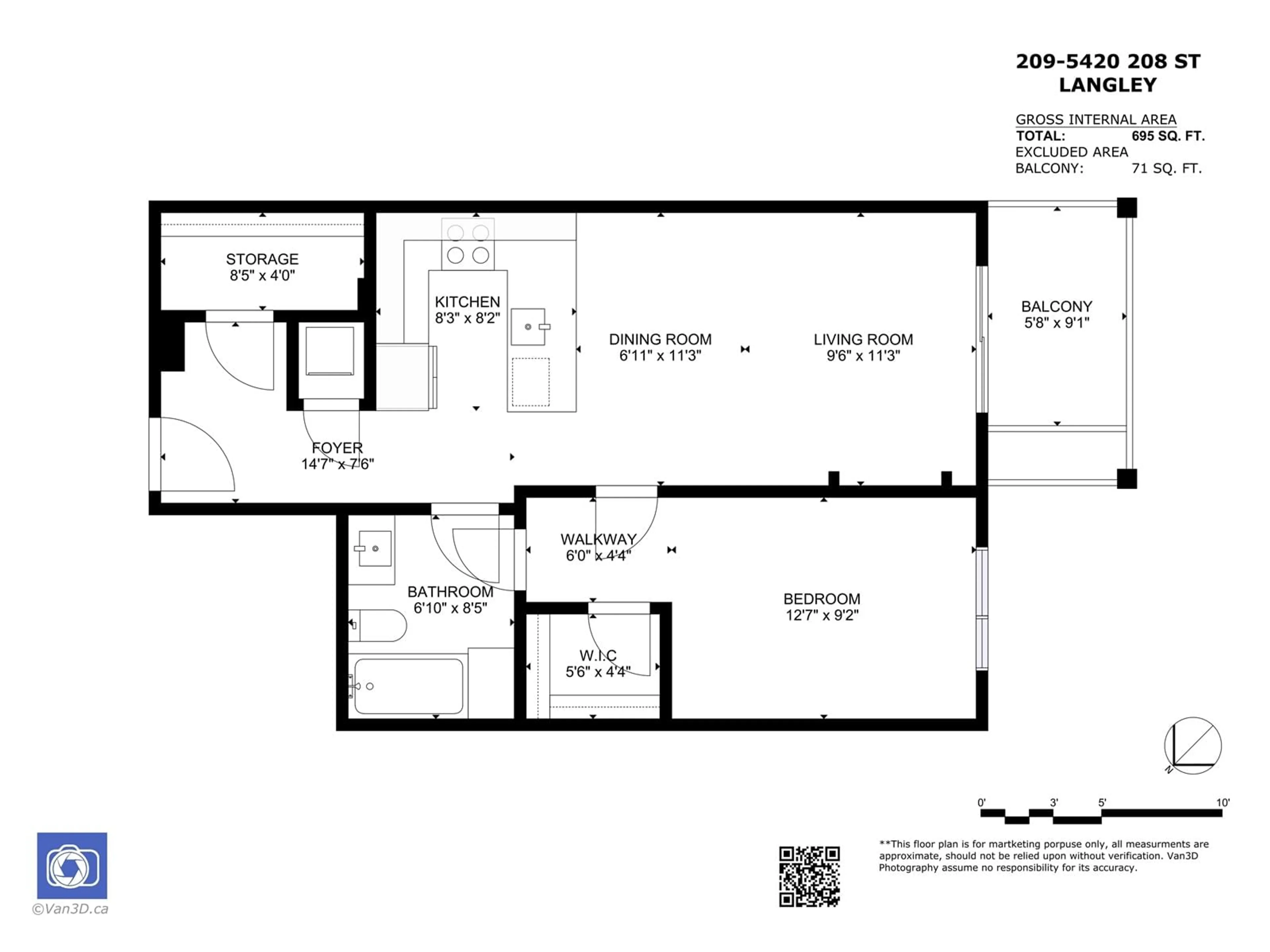 Floor plan for 209 - 5420 208, Langley British Columbia V3A2J9