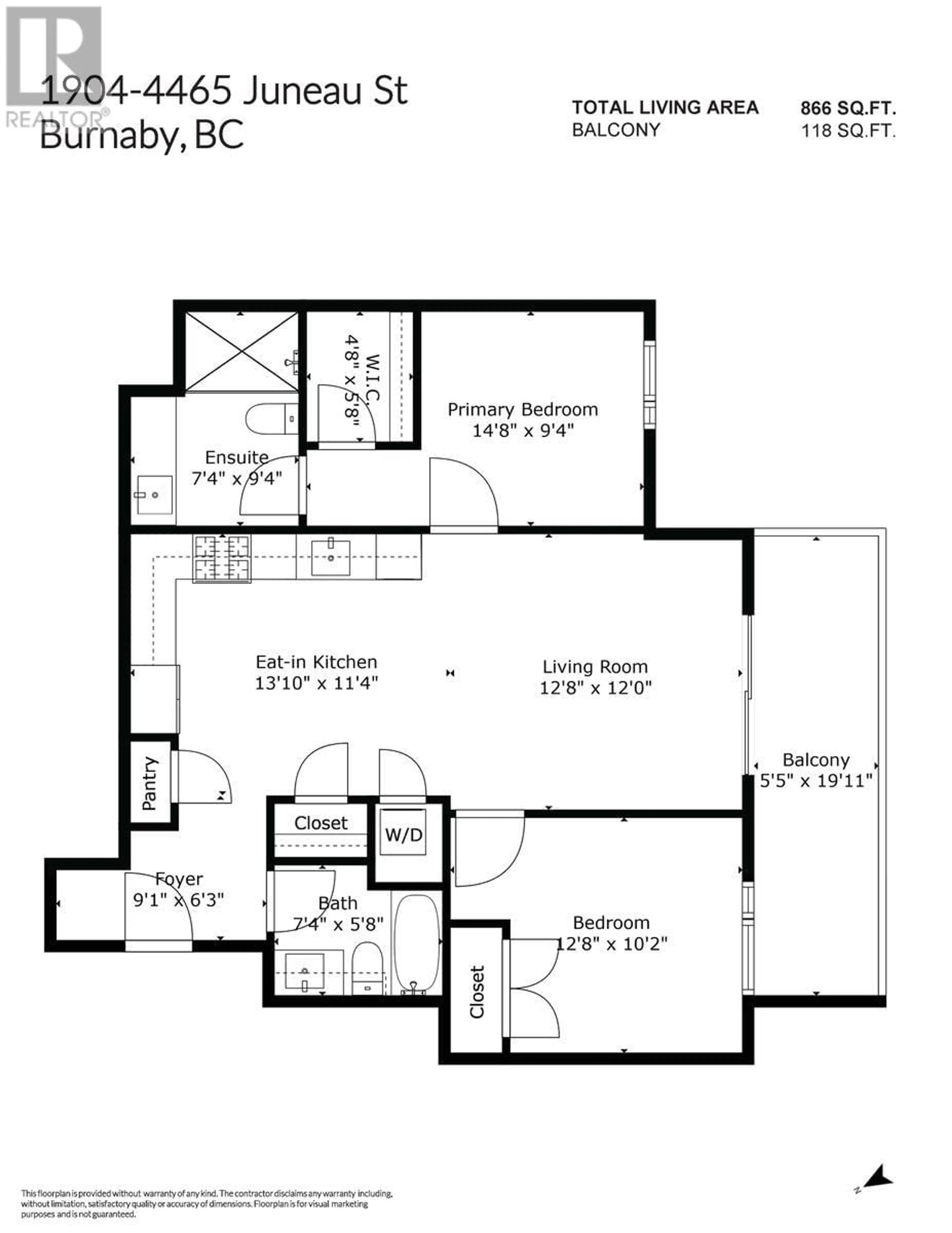 Floor plan for 1904 4465 JUNEAU STREET, Burnaby British Columbia V5C0L8