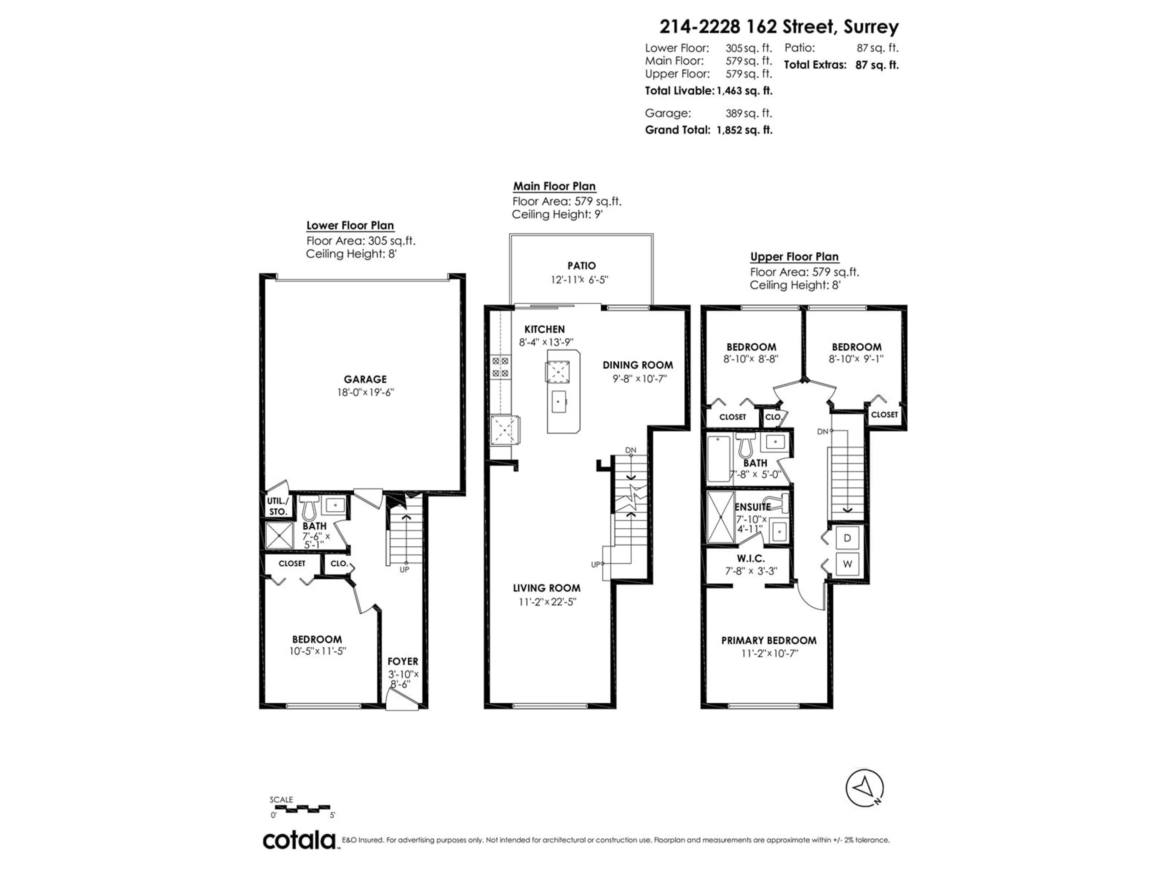 Floor plan for 214 - 2228 162, Surrey British Columbia V3Z6P4
