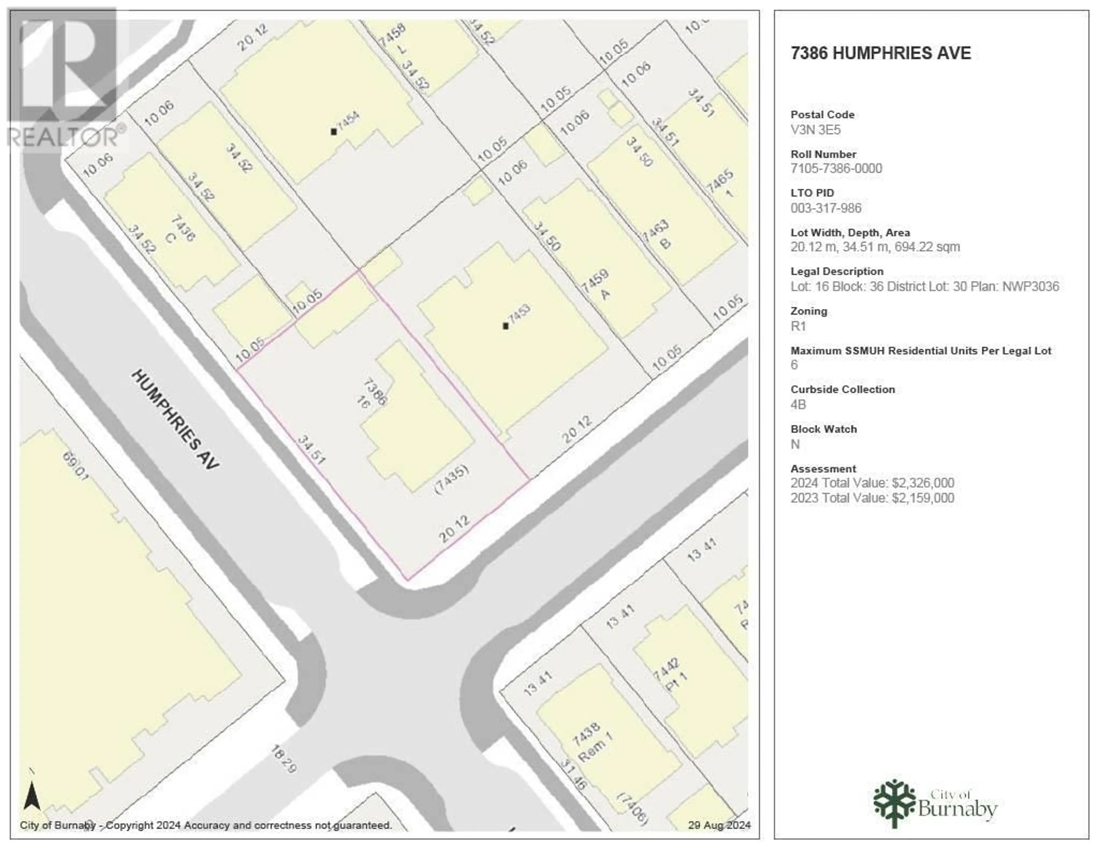 Floor plan for 7386 HUMPHRIES AVENUE, Burnaby British Columbia V3N3E5